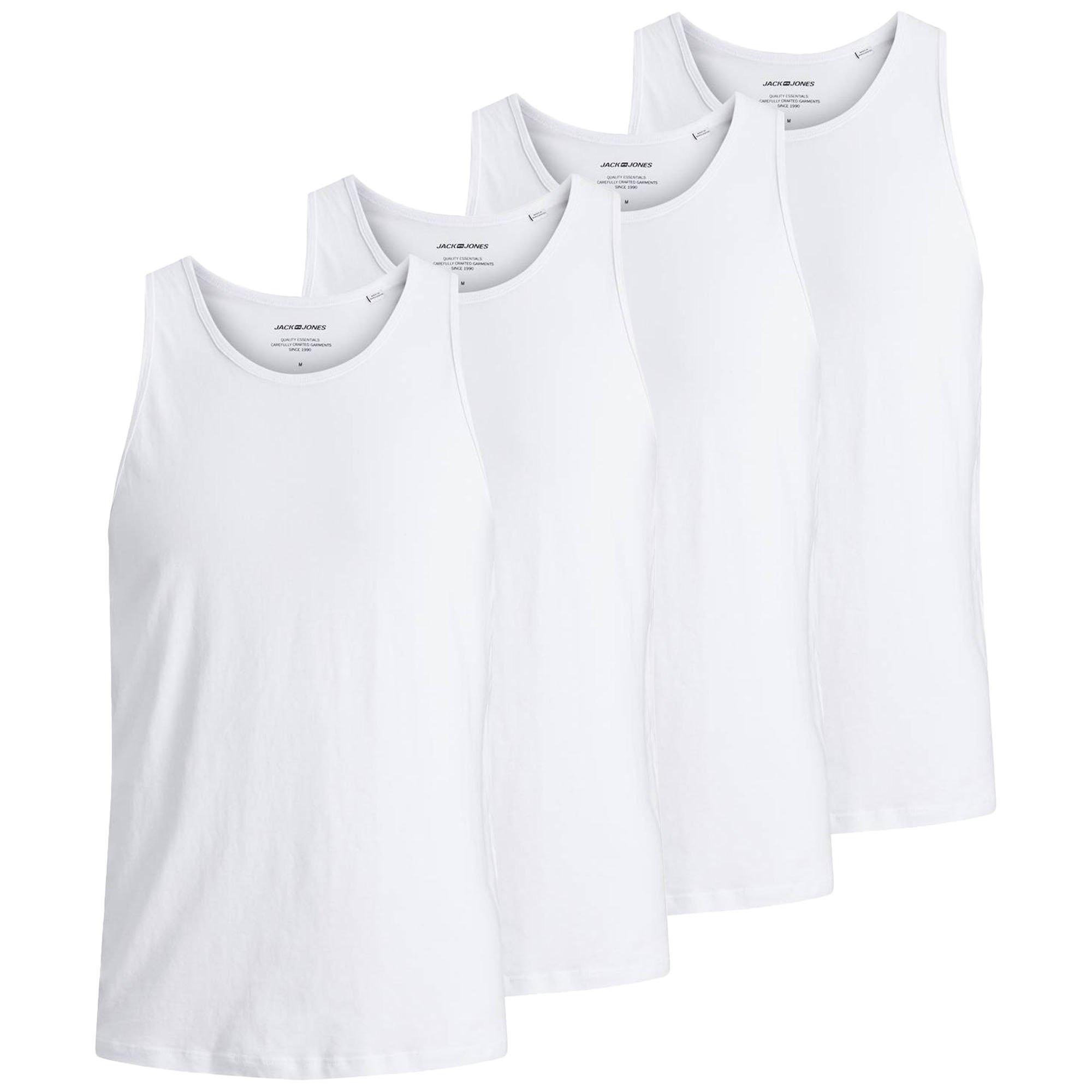 Jack & Jones Camiseta de tirantes para Hombre, Pack de 4 - JACBASIC TANKTOP, liso, algodón JACBASIC TANKTOP 4PK