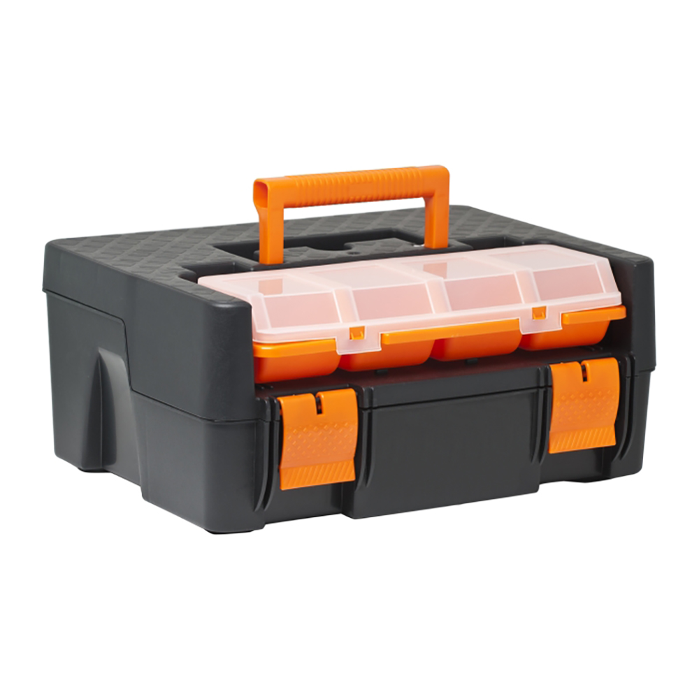 Caja de Herramientas con Organizador Integrado y Desmontable – Maletín de Bricolaje con 8 Compartimentos, Diseño Práctico y Resistente, Medidas 38 x 29,5 x 16 cm, Ideal para Taller, Hogar y Reparaciones