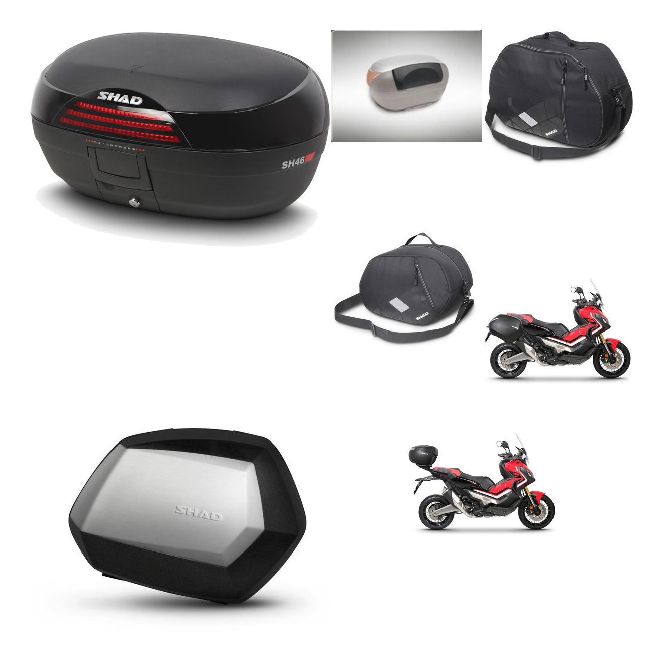Maletas Laterales + Baul Trasero + Accesorios + Herraje 3P + Herraje Montaje Sh46 Sh 46 New Model Sc Sh35 Premium KIT-265353