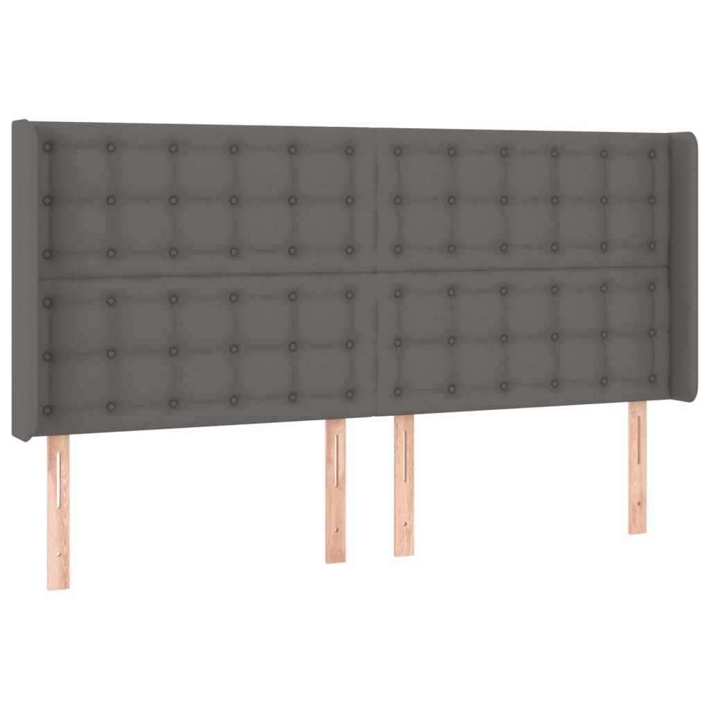 vidaXL Cabecero con LED cuero sintético gris 163x16x118/128cm