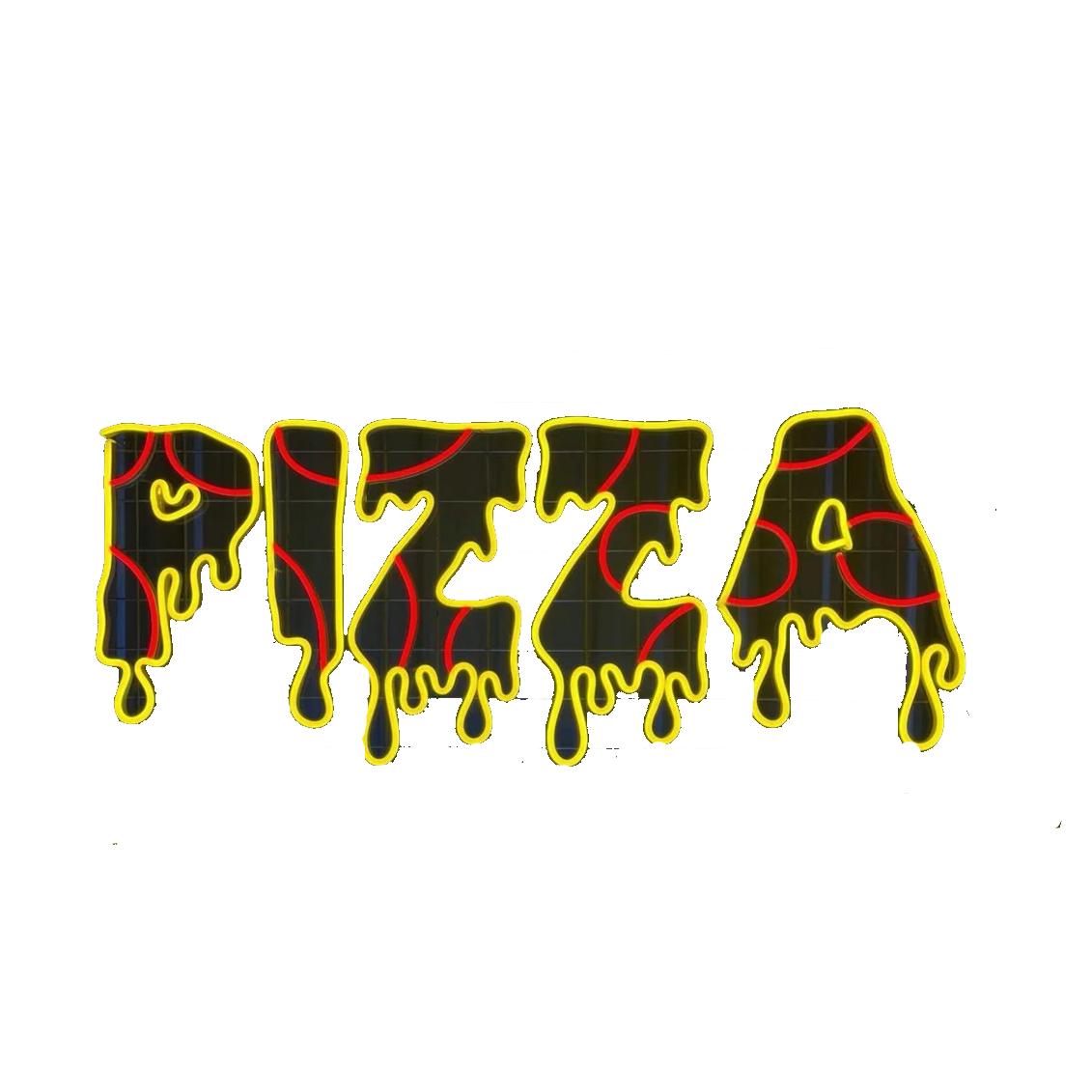 Letrero de neón personalizado de pizzería italiana abierta - Arte de pared con letrero de pizza goteando y LED