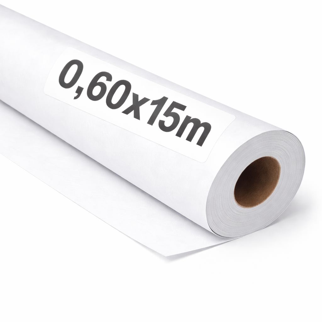 OFITURIA Papel Kraft Blanco - Rollo 0,60x15m - Papel de Embalaje y Regalo - Manualidades y Patrones de Costura - Resistente y Fácil de Cortar