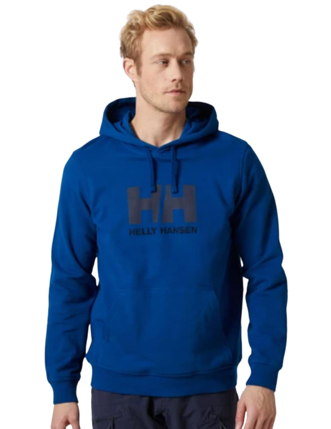 Sudadera Helly Hansen con Capucha y Logo en Algodón Orgánico Azulón