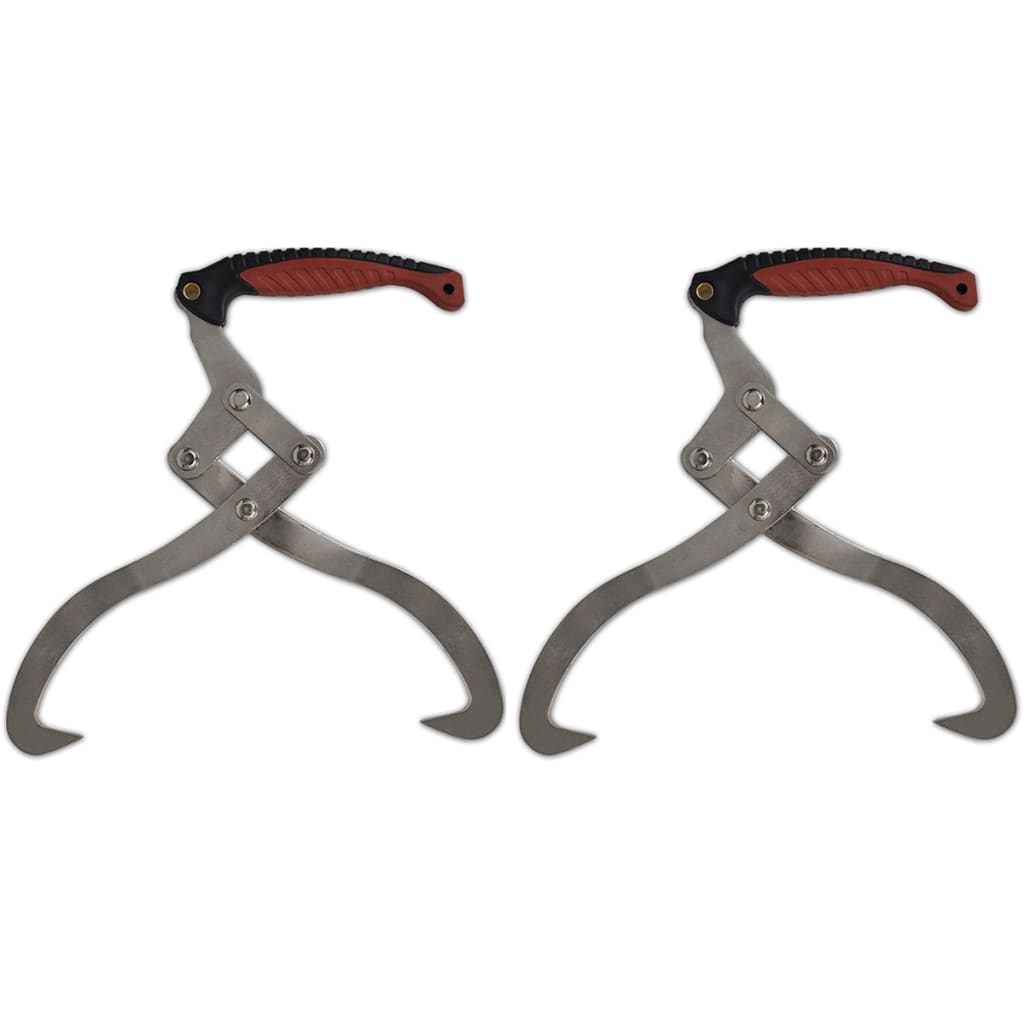 vidaXL Pinzas de troncos de madera con mango TPR 2 unidades