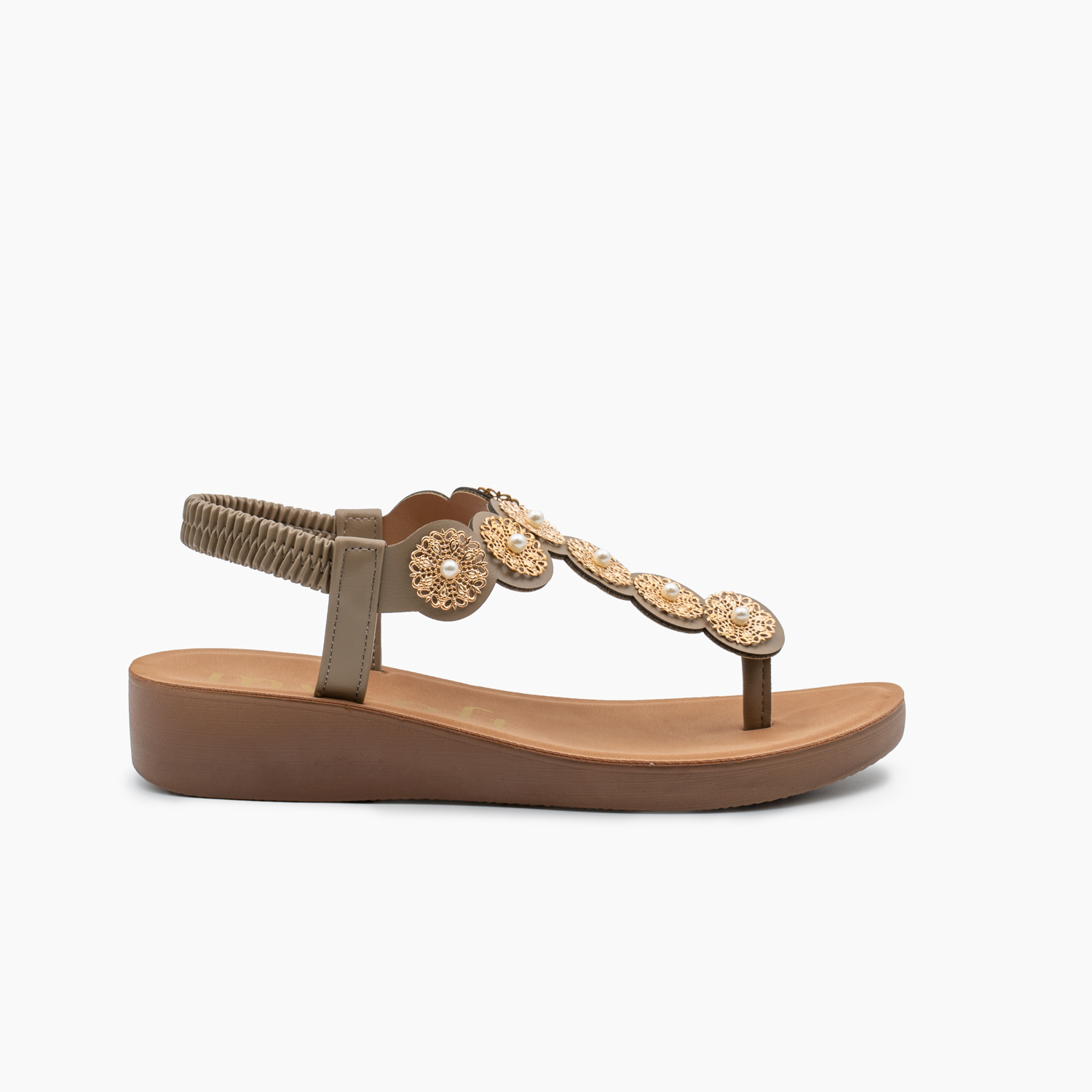 Mysoft 26M172 Sandalias planas de mujer con abalorios