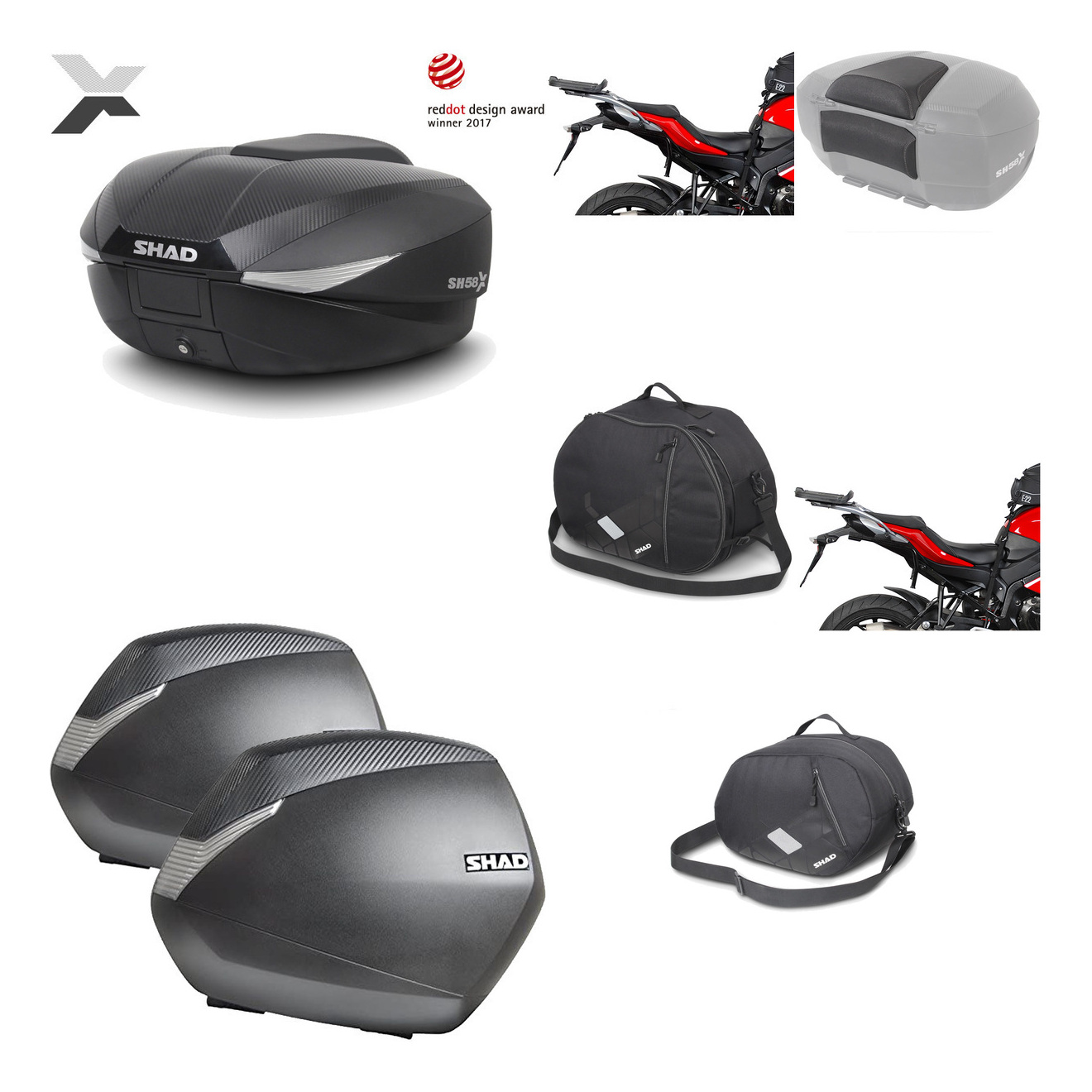 Maletas Laterales + Baul Trasero + Herraje Montaje + Accesorios + Herraje 3P Sh58x Sh36 Sh 36 KIT-193825