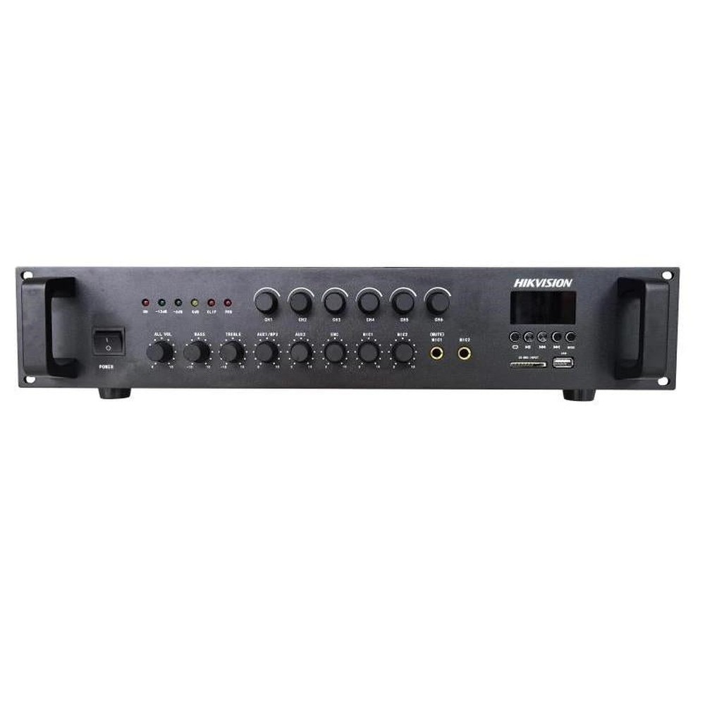 Hikvision - Amplificador de audio DS-QAE0A120G1-VB6/EU de 120 W con entrada Bluetooth, USB y tarjeta SD para sistemas de sonido profesional