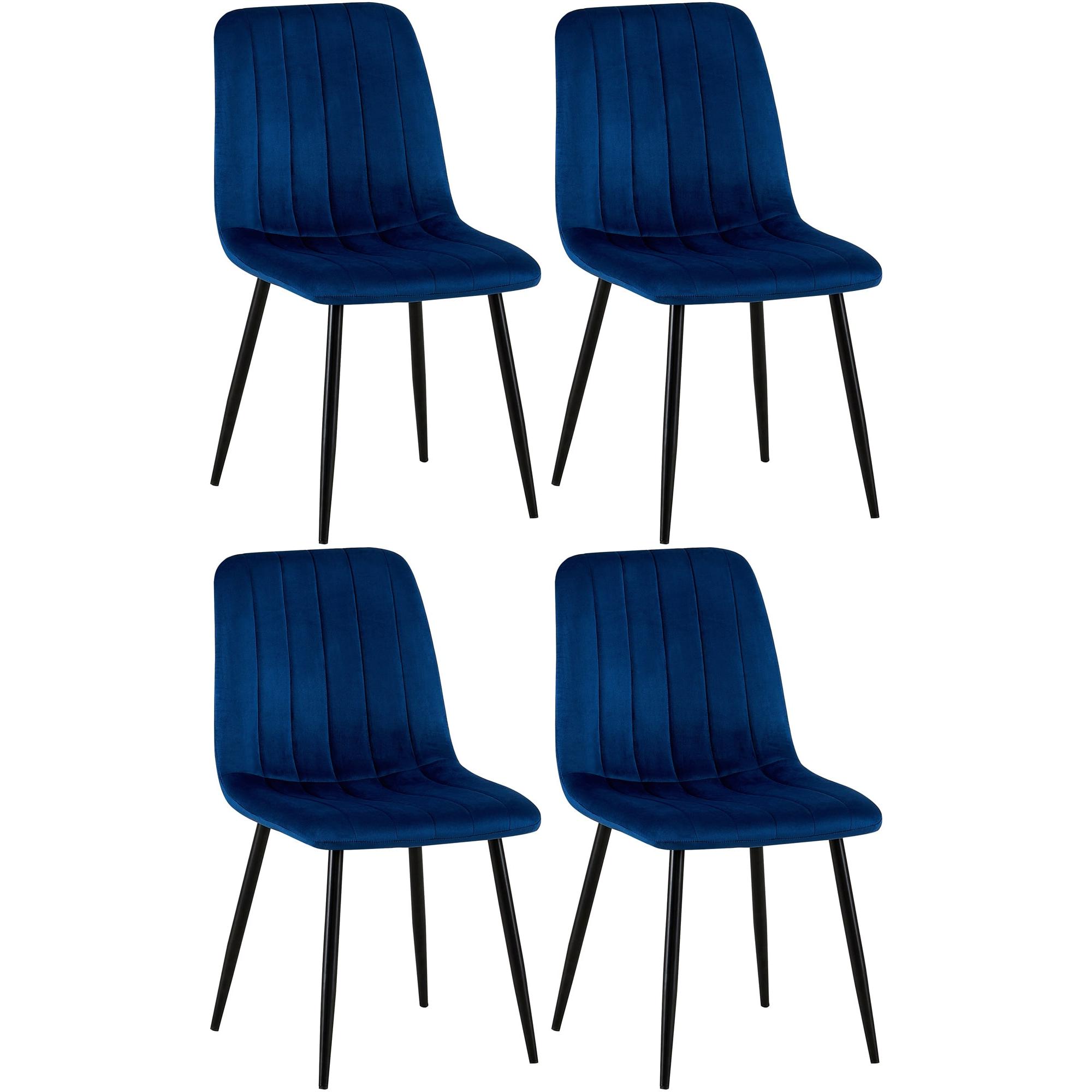 Set de 4 sillas de saln Dijon en tela o terciopelo Azul,Terciopelo