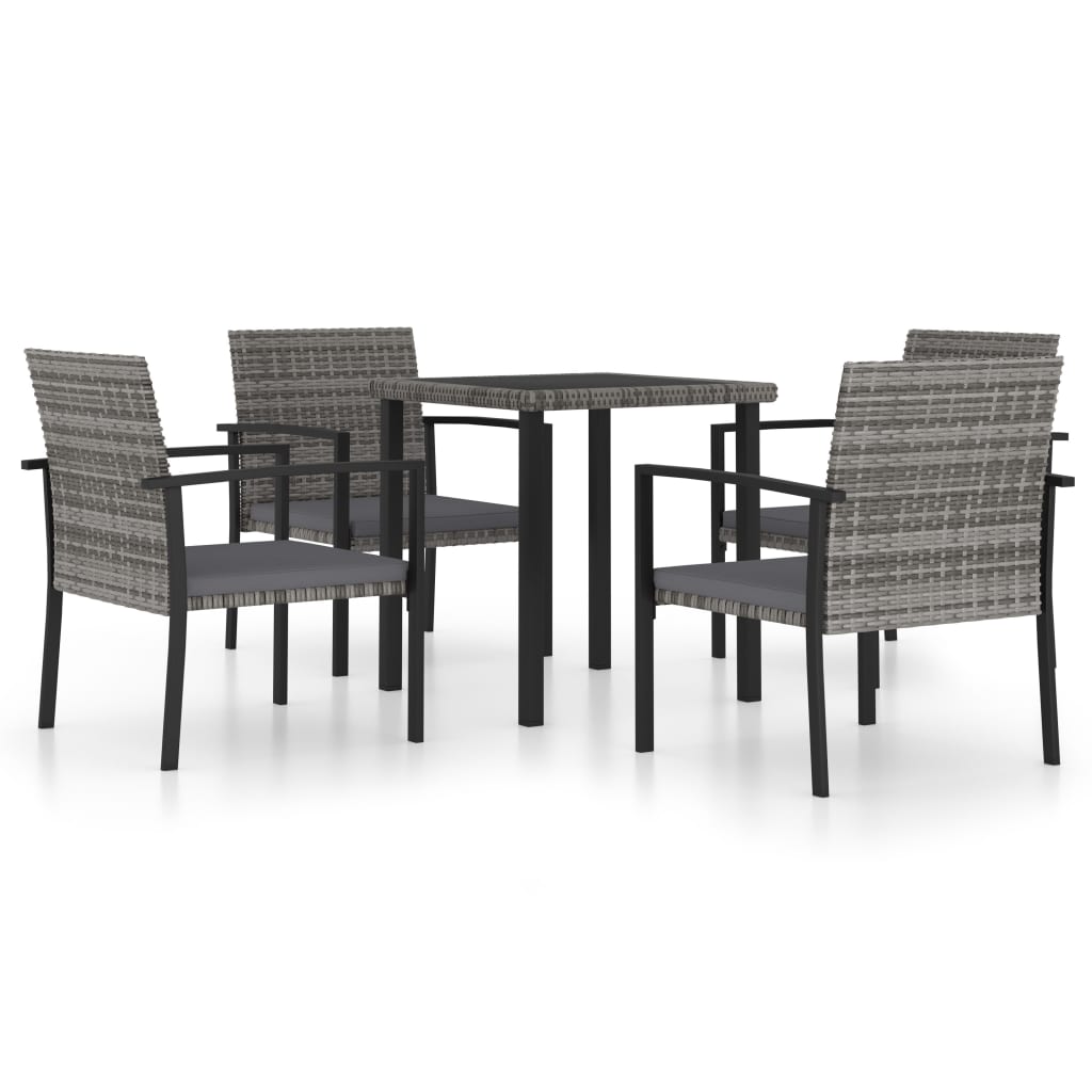 vidaXL Juego de comedor para jardín 5 piezas ratán sintético gris