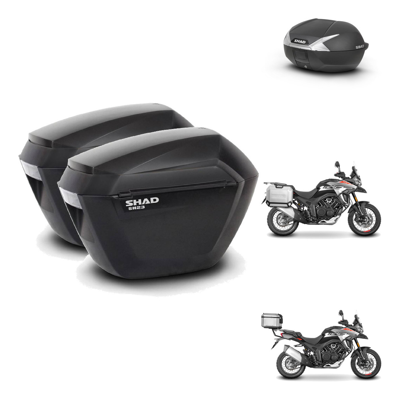 Tudetic Sh47 Motorcycle Trunk, lockable case made of ABS plastic, includes mounting hardware, compatible with Morbidelli T1002VX 2024-2026 for helmet storage and quick release functionality.