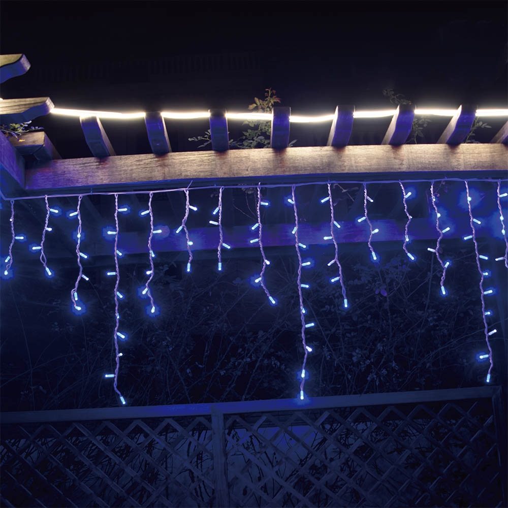 PLUSHOME Luz de Cortina Flash 138Leds Disponible en 4 Colores,Interior y Exterior,8 Funciones Ajustables