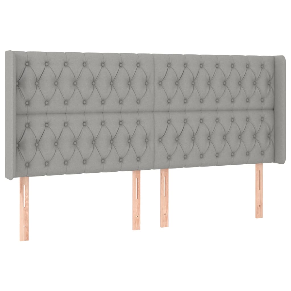 vidaXL Cabecero con orejas de tela gris claro 203x16x118/128 cm