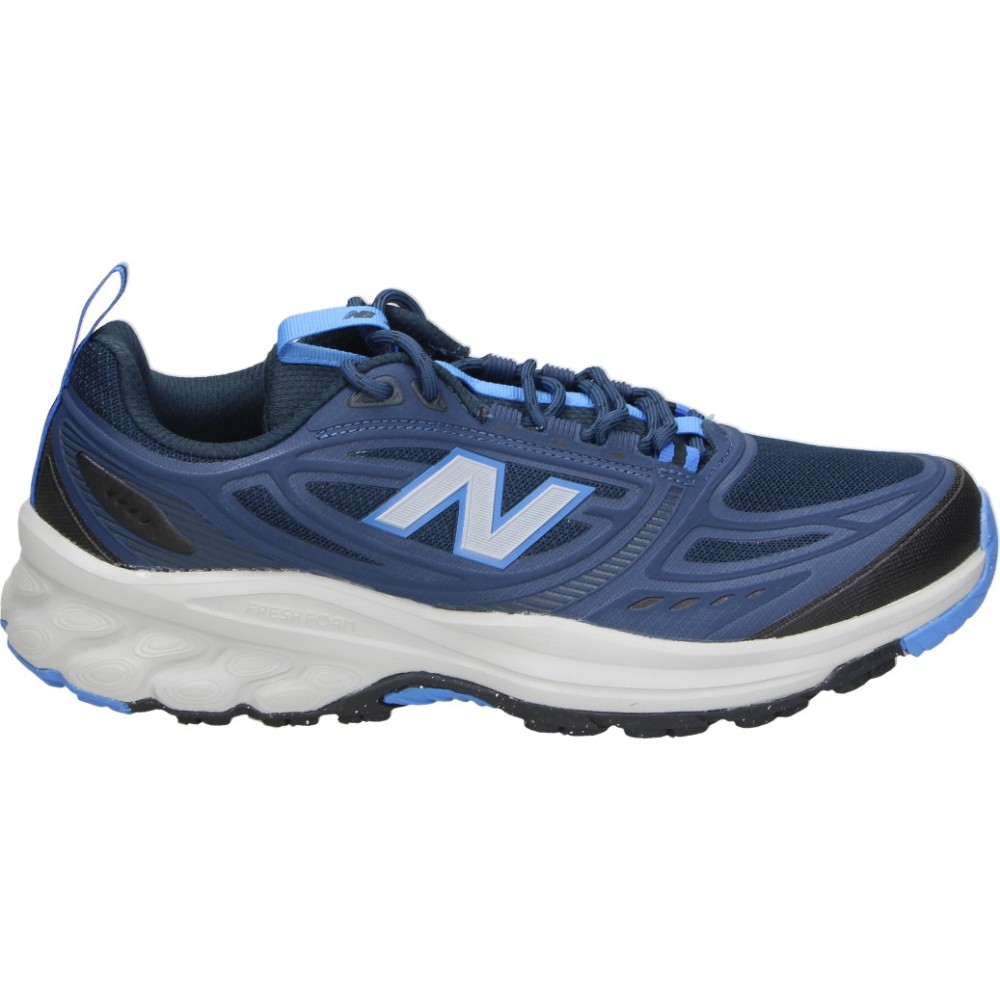 NEW BALANCE | Zapatillas Trail Running New Balance 410 V9 para Hombre – Deportivas en Color Azul Marino con Detalles en Blanco y Azul – Sneakers con Cordones – Mediasuela Fresh Foam – Suela ATtread – Modelo M4108G6