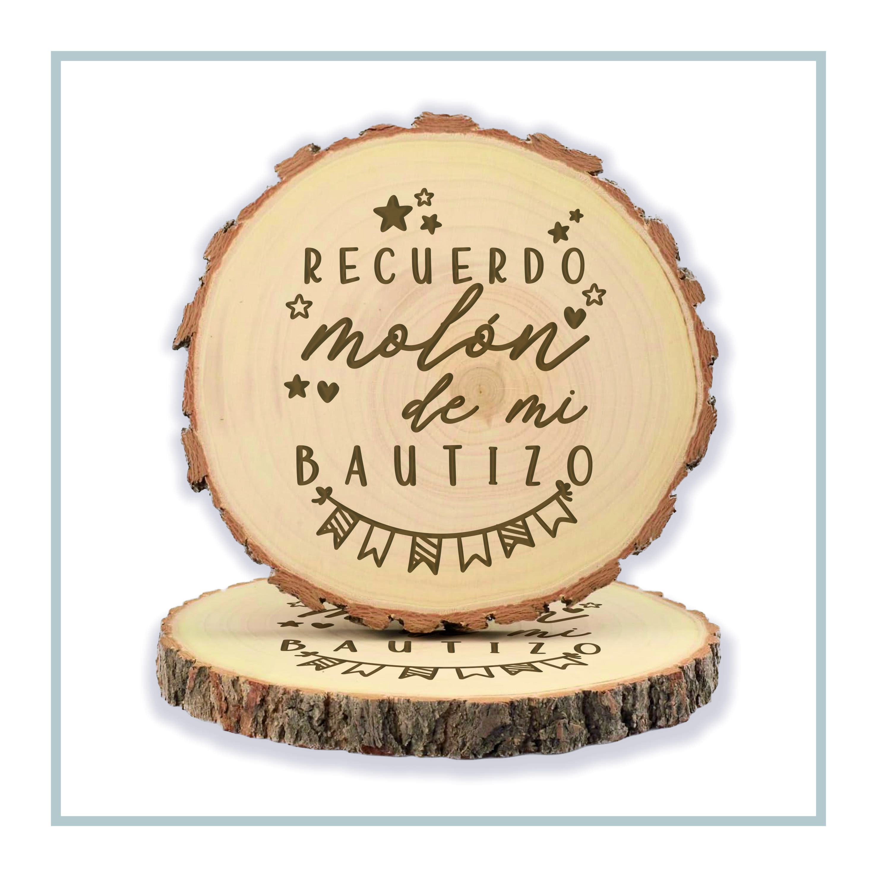 RegaloVip.es - Set 4 posavasos PERSONALIZABLES. Posavasos bautizo madera natural personalizados, regalos para bodas invitados originales, detalles comunion para invitados, recordatorios de boda para invitados