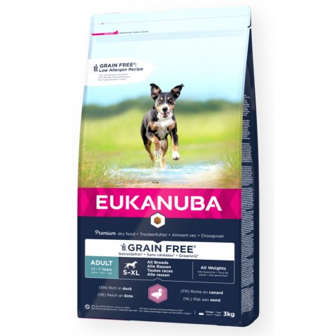Eukanuba – Pienso para perros adultos Eukanuba pato grain free 3 kg.