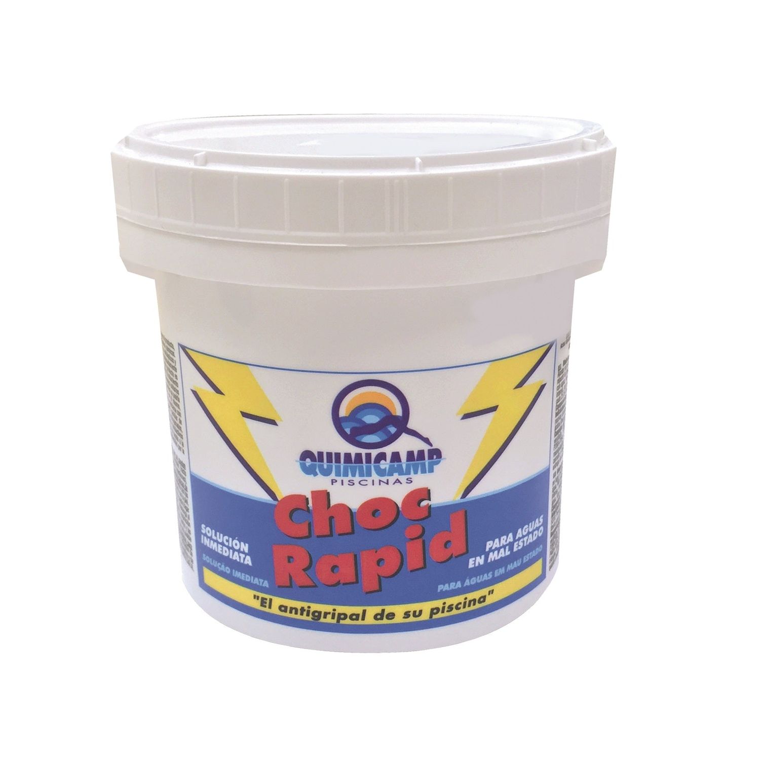 Cloro de choque y acción rápida granulado ChocRapid Quimicamp choc rapid para agua turbia, antigripal de la piscina