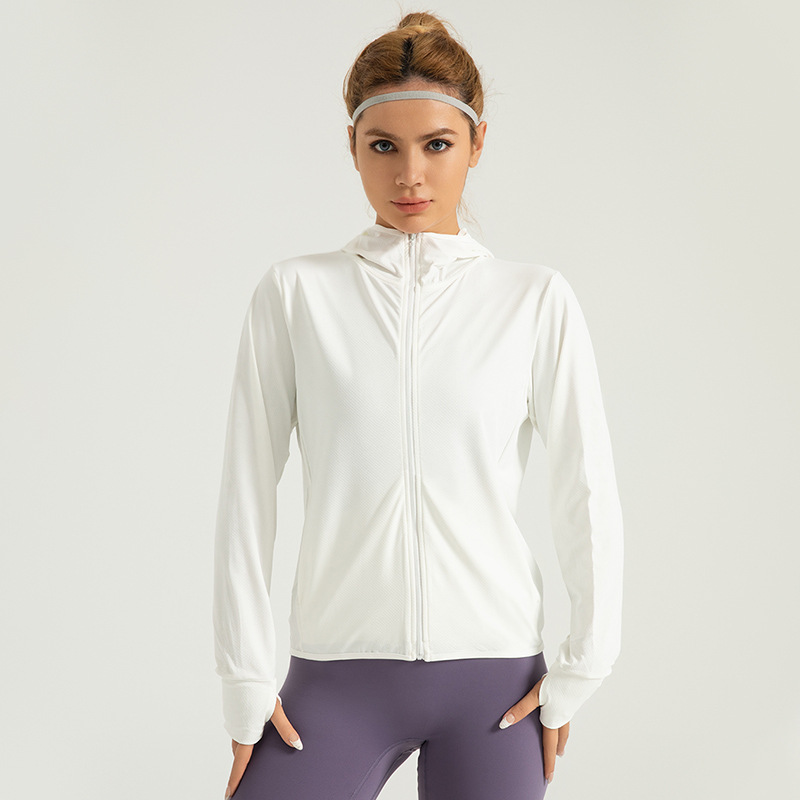 TK Nueva chaqueta con capucha de protección solar para mujer chaqueta de protección solar transpirable jacquard al aire libre