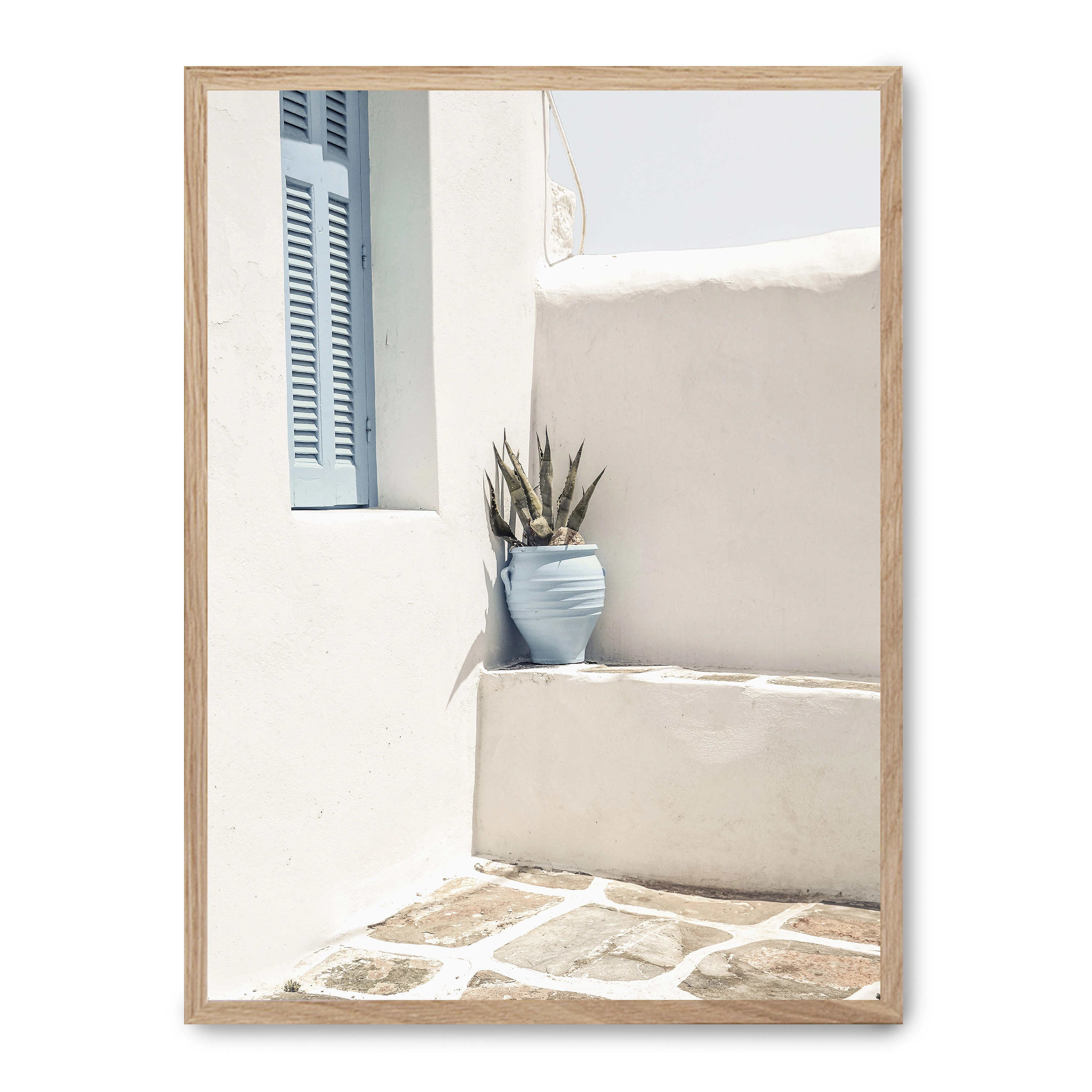 Cuadro blue window 30x40cm, Póster impreso en papel de primera calidad de 180gr, montado sobre marco de madera MDF acabado roble., Arquitectura