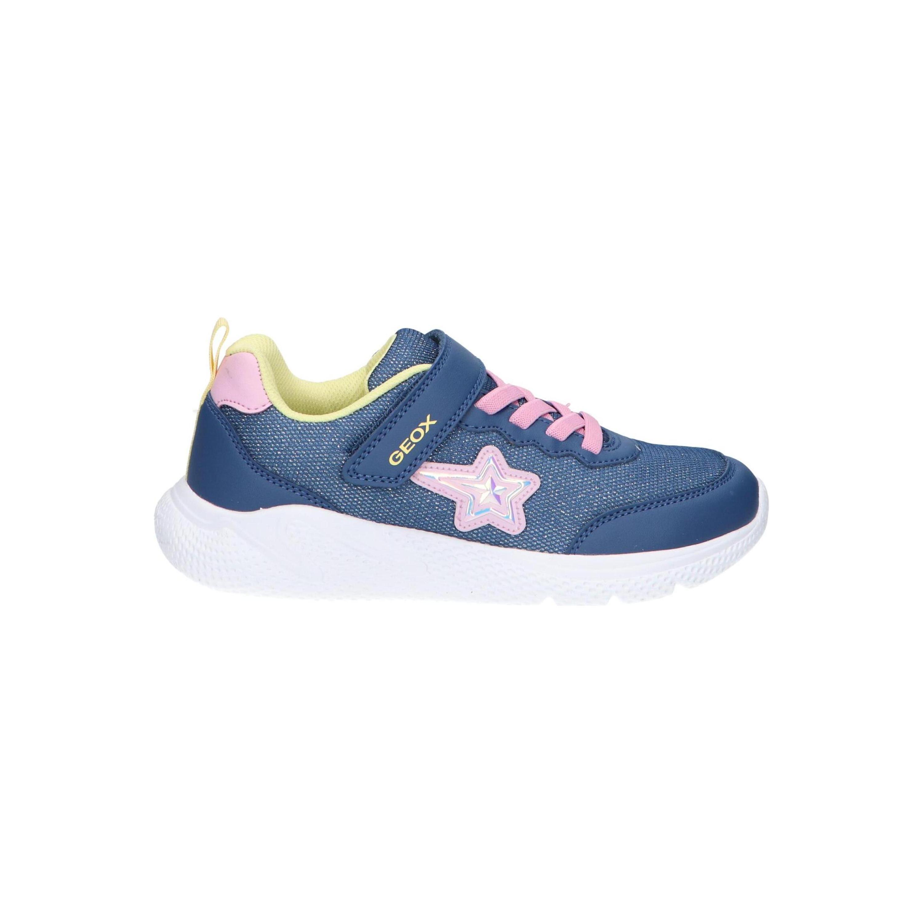 Geox Casual Sneakers for Girls in Blue, stylish canvas shoes with textile lining, rubber sole, and closed toe design, perfect for everyday wear and activities, ideal girl's sports shoes, slip-on design, suitable for girls.