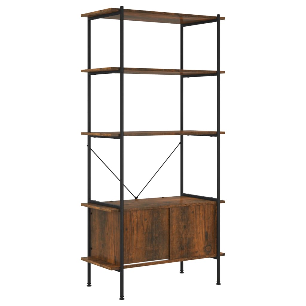 Vidaxl Estantería Armario 5 Niveles Contrachapada y Acero 80x40x163 Cm Marrón Claro - Mueble Almacenaje Estantería Oficina