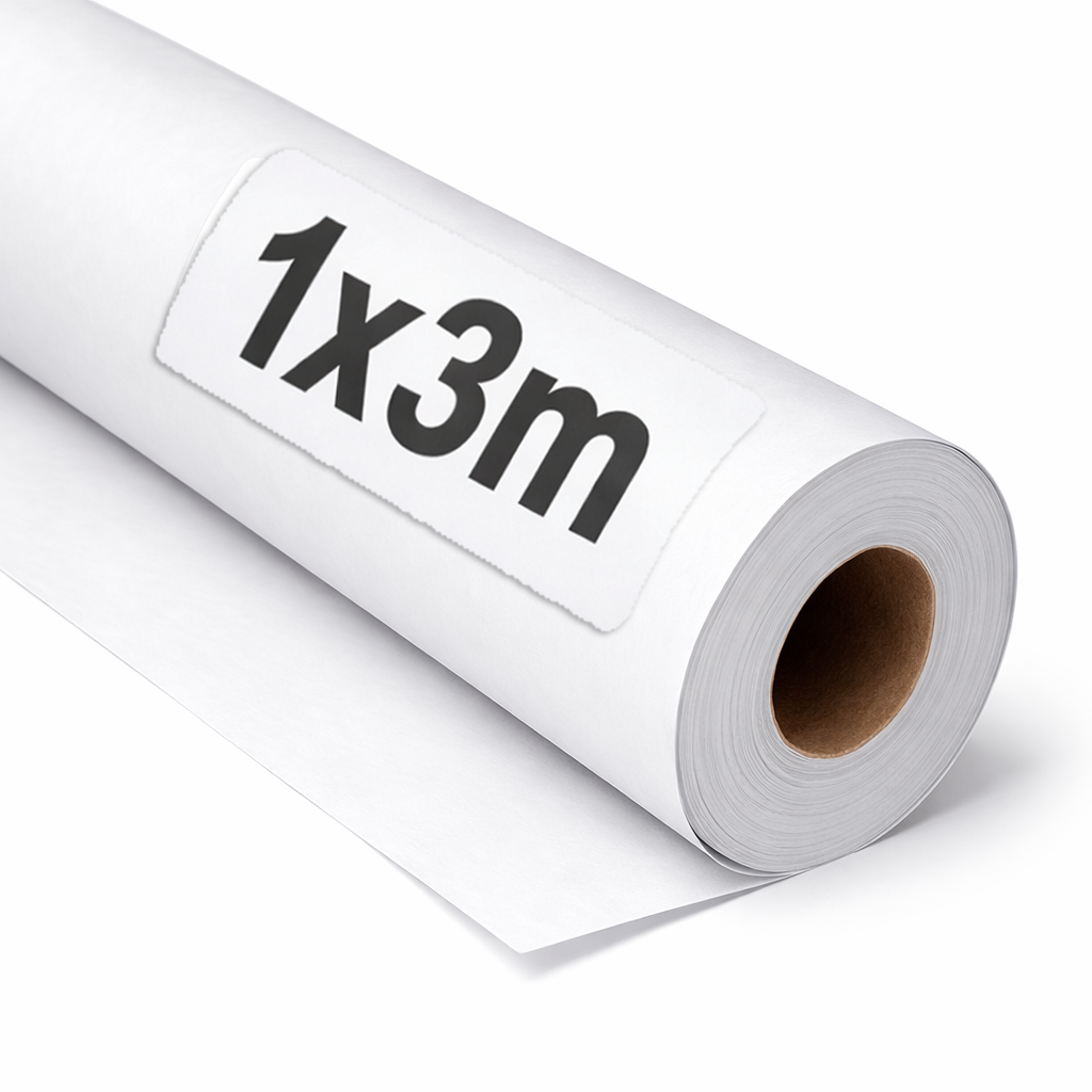 OFITURIA Papel Kraft Blanco - Rollo 1x3m - Papel de Embalaje y Regalo - Manualidades y Patrones de Costura - Resistente y Fácil de Cortar