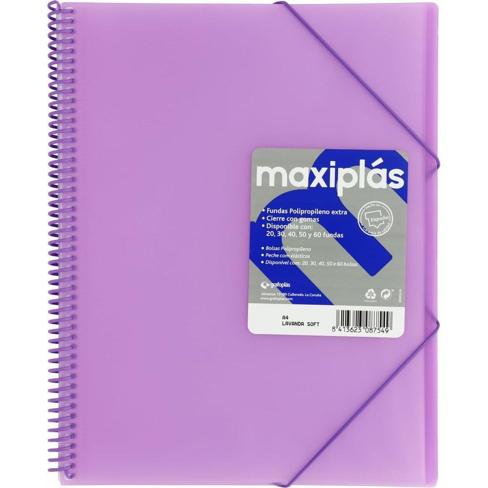 GRAFOPLAS CARPETA 60 FUNDAS A4 MAXIPLAS TRANSPARENTES LAVANDA ESCOLAR