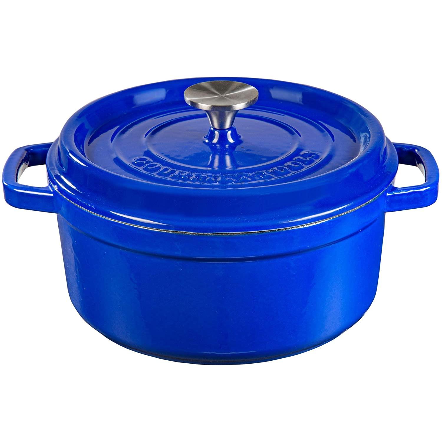 Olla Coccote hierro fundido esmaltado antiadherente 24 cm de diámetro - 3,6 litros - 6/4 comensales - Olla con tapa redonda para cocinar con los sabores y nutrientes. Gourmet Tools de XSQUO Useful Tech - Roja, Azul, ,Blanca.