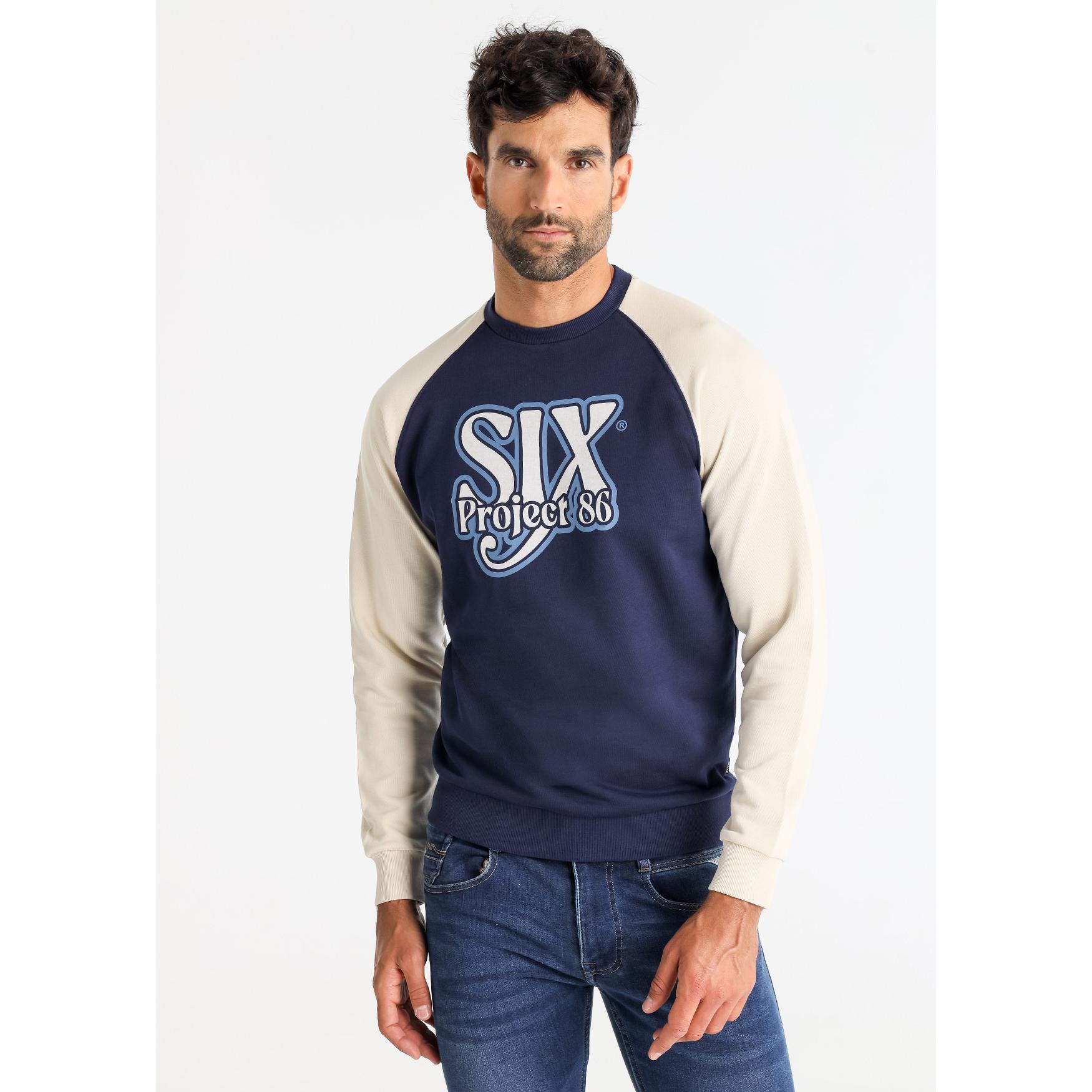 SIX VALVES - Sudadera sin capucha cuello caja con contraste mangas raglan