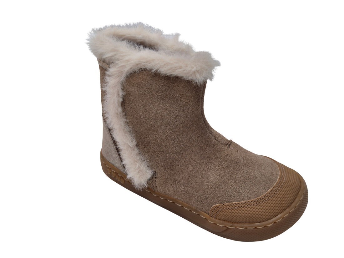 Titanitos - Botines con pelo para niñas color taupe, calzado infantil cálido y cómodo marca española