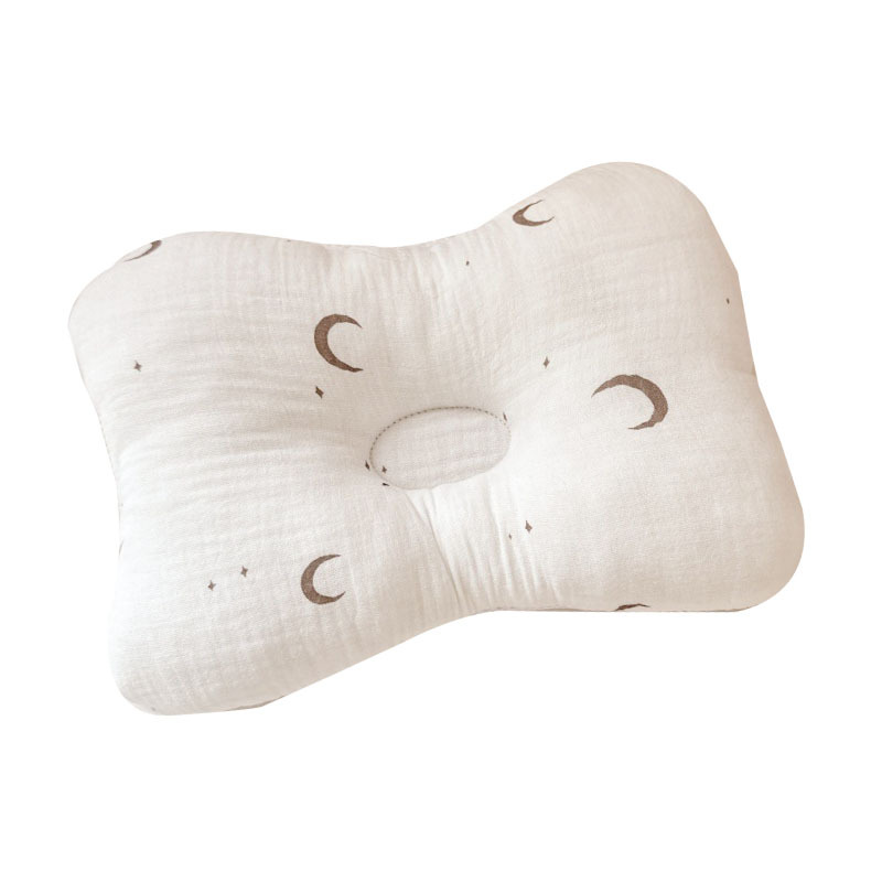CA Almohada moldeadora para bebés recién nacidos de 0 a 6 meses para prevenir la desviación de la cabeza y corregir la forma de la cabeza, almohada estampada de gasa para bebé