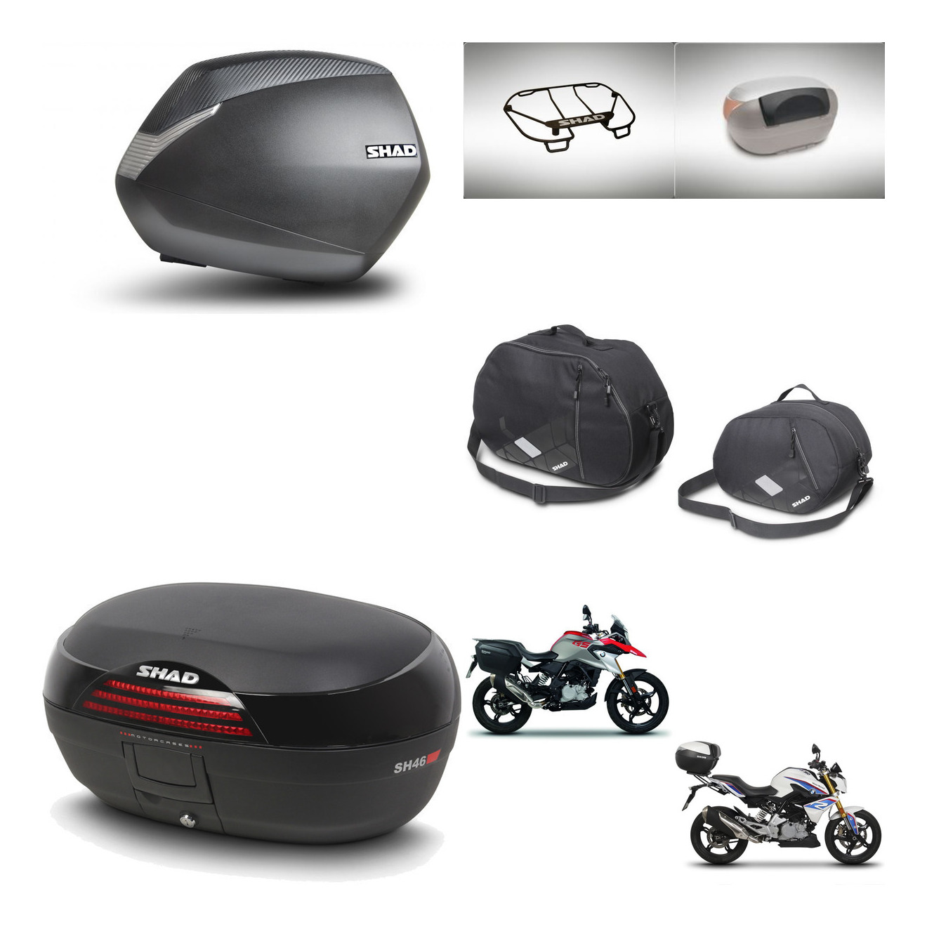 Baul Trasero + Maletas Laterales + Accesorios + Herraje 3P + Herraje Montaje Sh36 Sh 36 Sh46 Sh 46 New Model KIT-266283