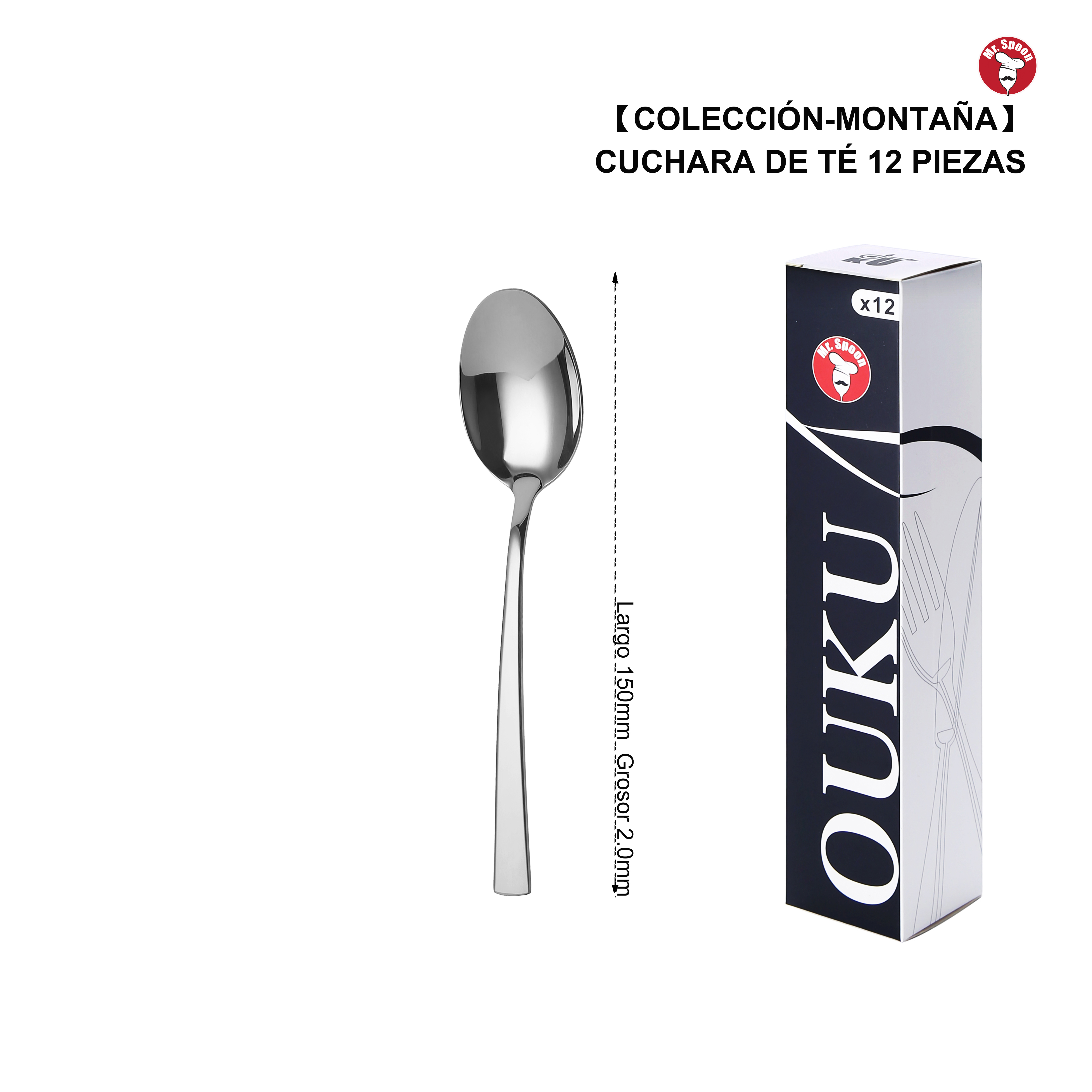 Mr.Spoon Serie Montaña Set 12 Piezas Cubiertos Acero Inoxidable 18/0 Plata – Cuchillo de Carne, Tenedor, Cuchara de Sopa, Postre y Café – Cubertería Moderna Resistente Apta Lavavajillas para Cocina Hogar Restaurante