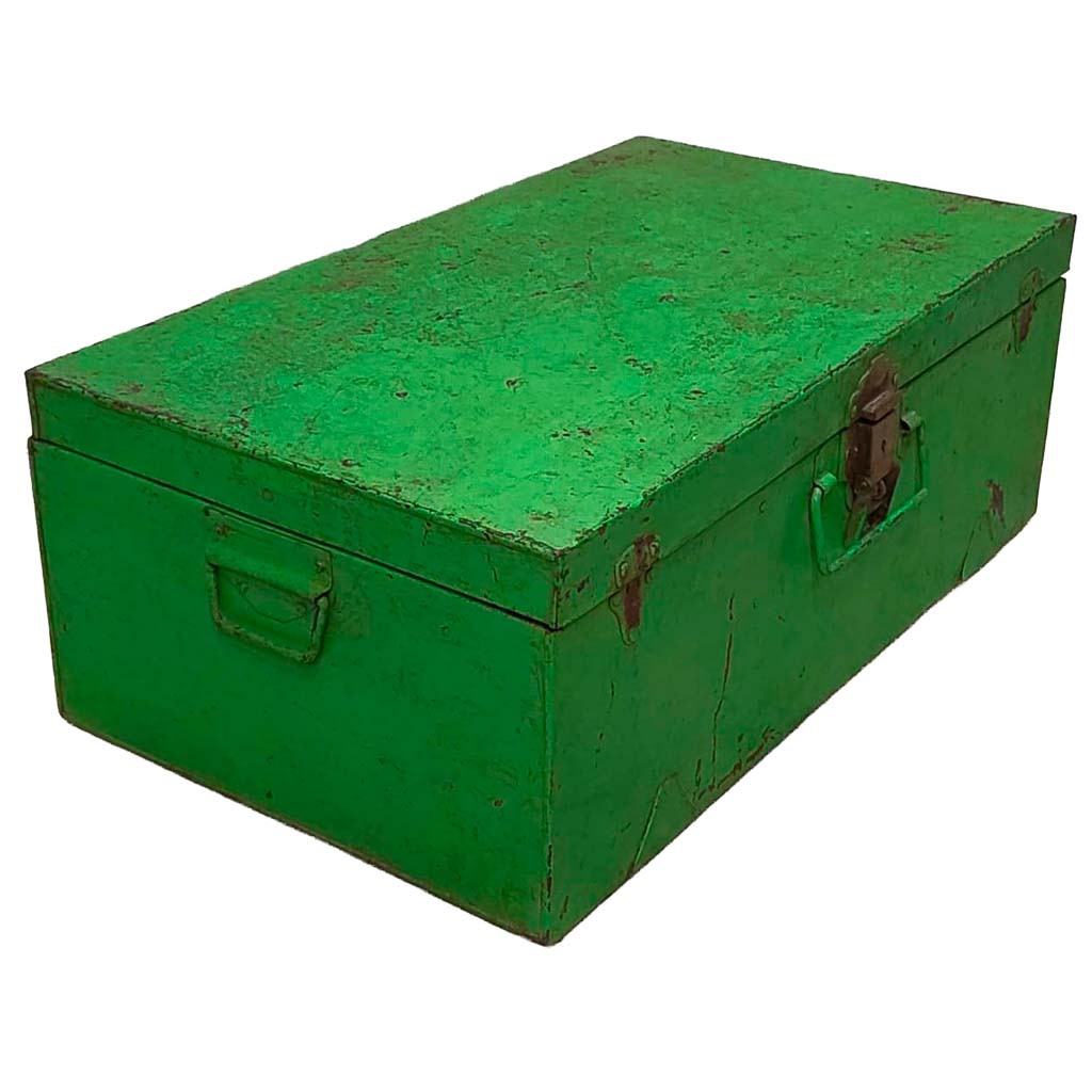 Wonderlust Deco - Maleta de metal acabado artesanal verde 67x37x25h cm Verde 67x37x25h cm