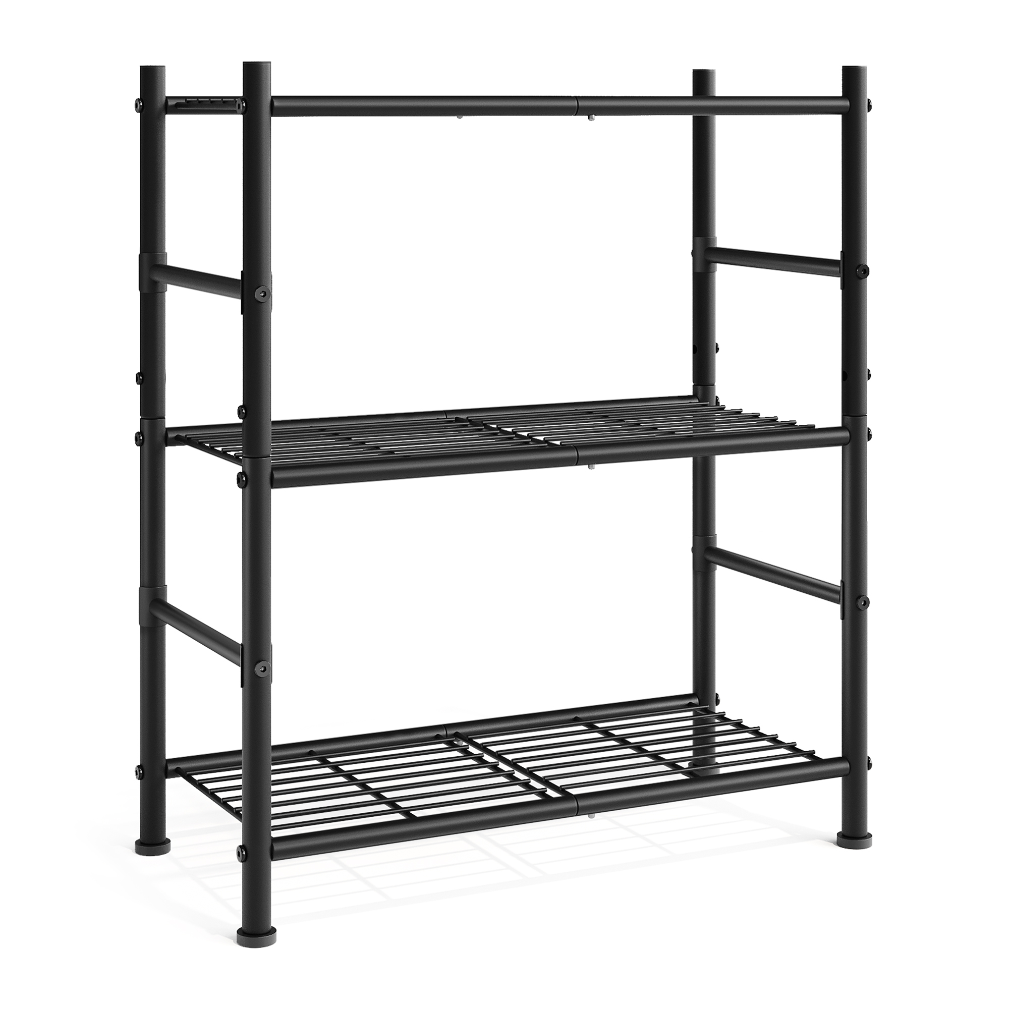 SONGMICS Estantería Metálica de 3 Niveles, Organizador Resistente para Cocina y Salón, 60 x 30 x 77,5 cm, Negro
