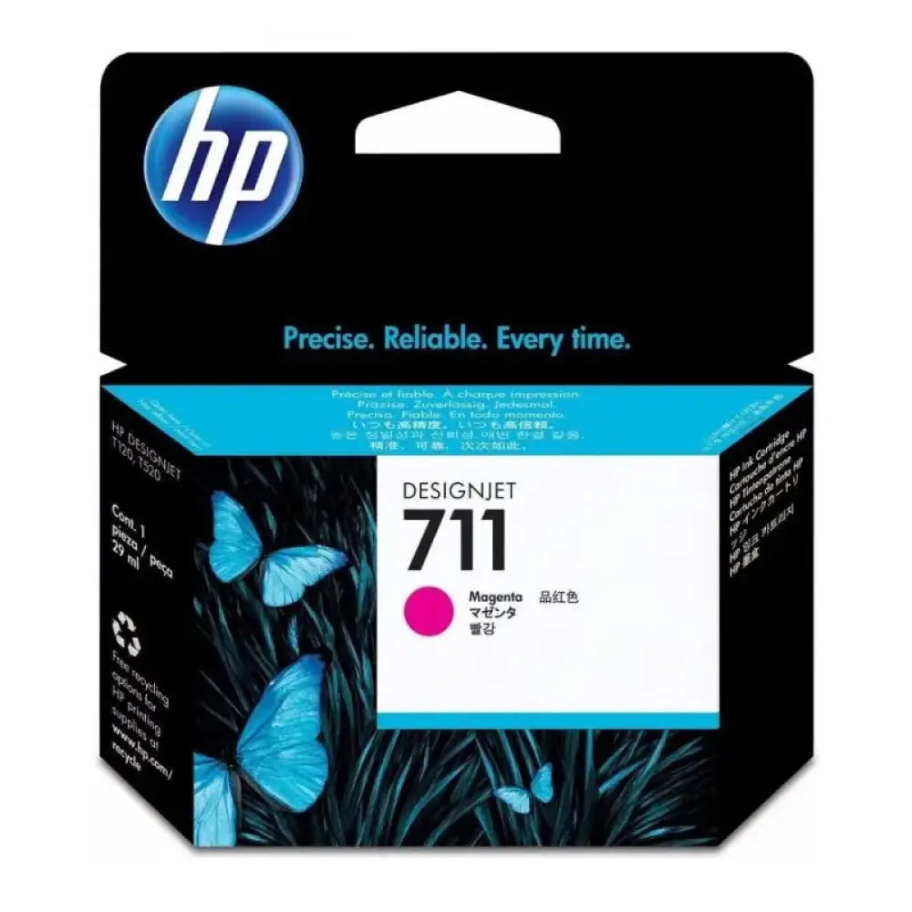 HP - Cartucho de tinta original 711 magenta para impresoras HP DesignJet T120 y T520, tecnología de inyección térmica, código OEM CZ131A