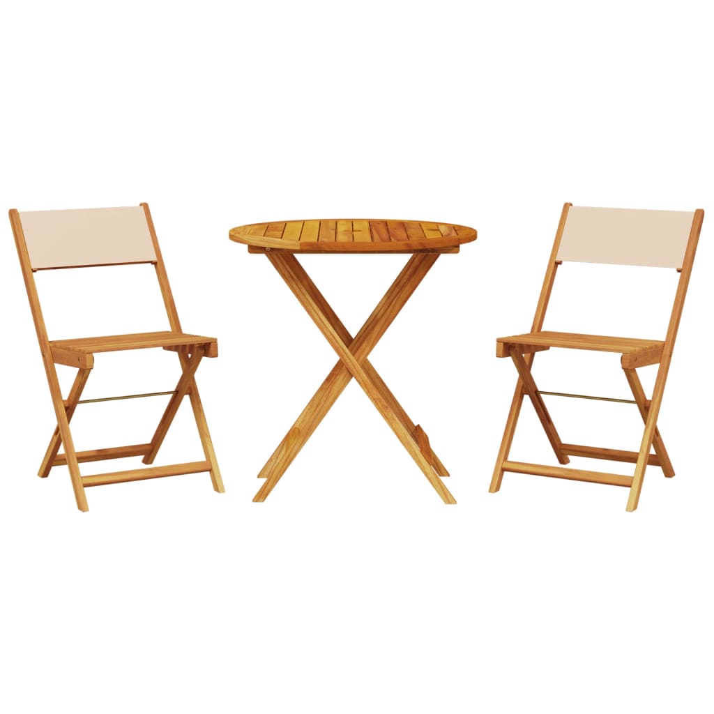 vidaXL Juego de bistro de 3 piezas tela y madera maciza bej