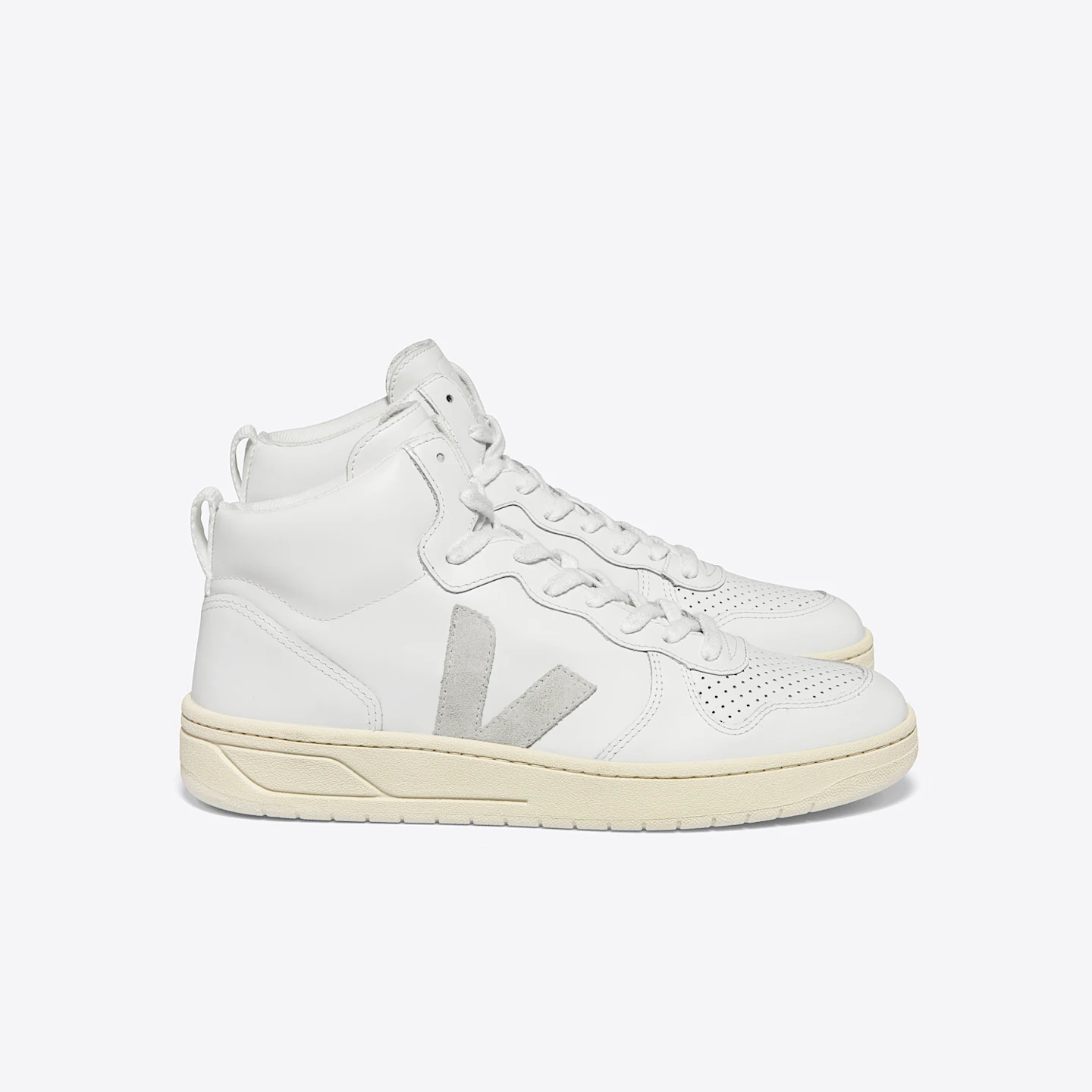 VEJA V-15 Leather White – Zapatillas altas de piel blancas