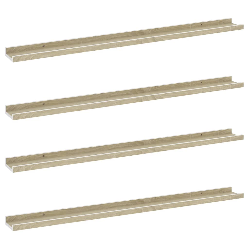 Vidaxl Estantes de Pared 4 Unidades 100x9x3 Cm Blanco Brillante