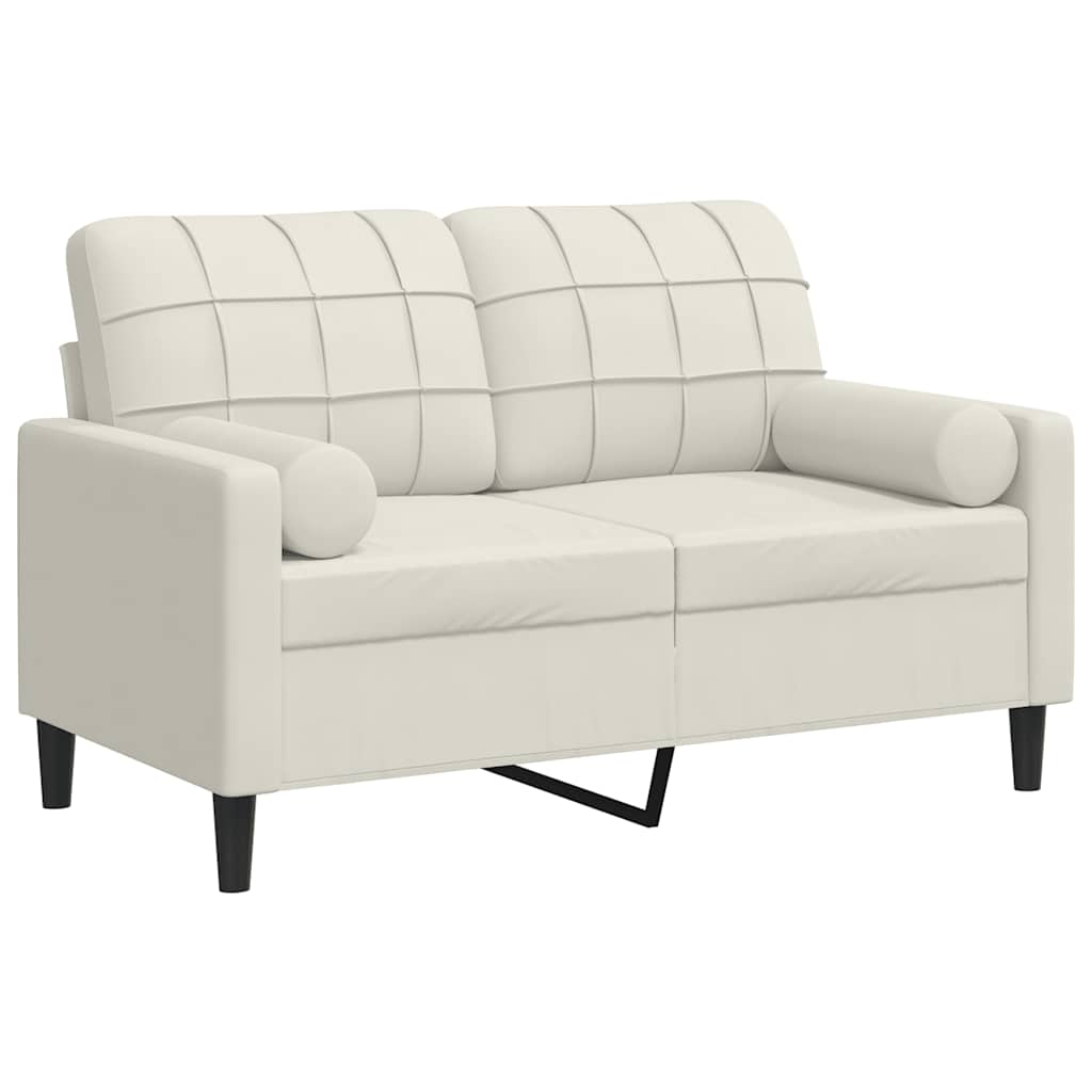 vidaXL Sofá de 2 plazas con cojines terciopelo color crema 120 cm