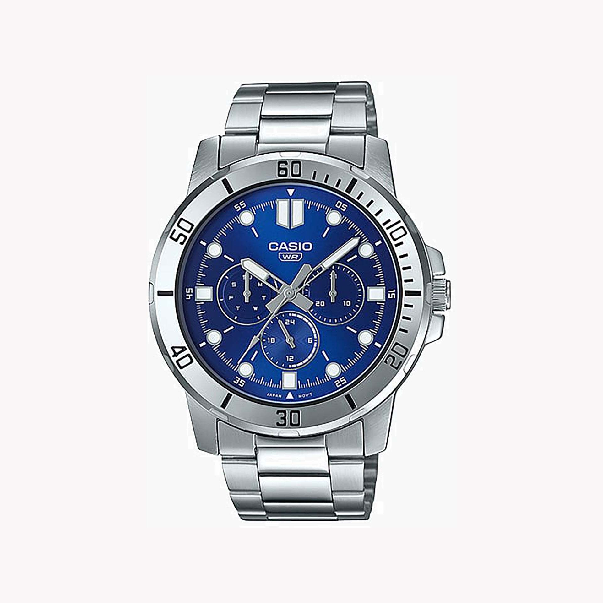 Reloj cronógrafo analógico hombre Casio MTP-VD300D-2E 45mm correa de acero