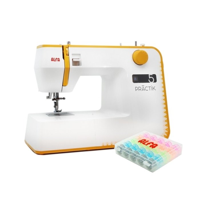 Máquina de Coser Alfa Practik 5 + Canillas de Regalo