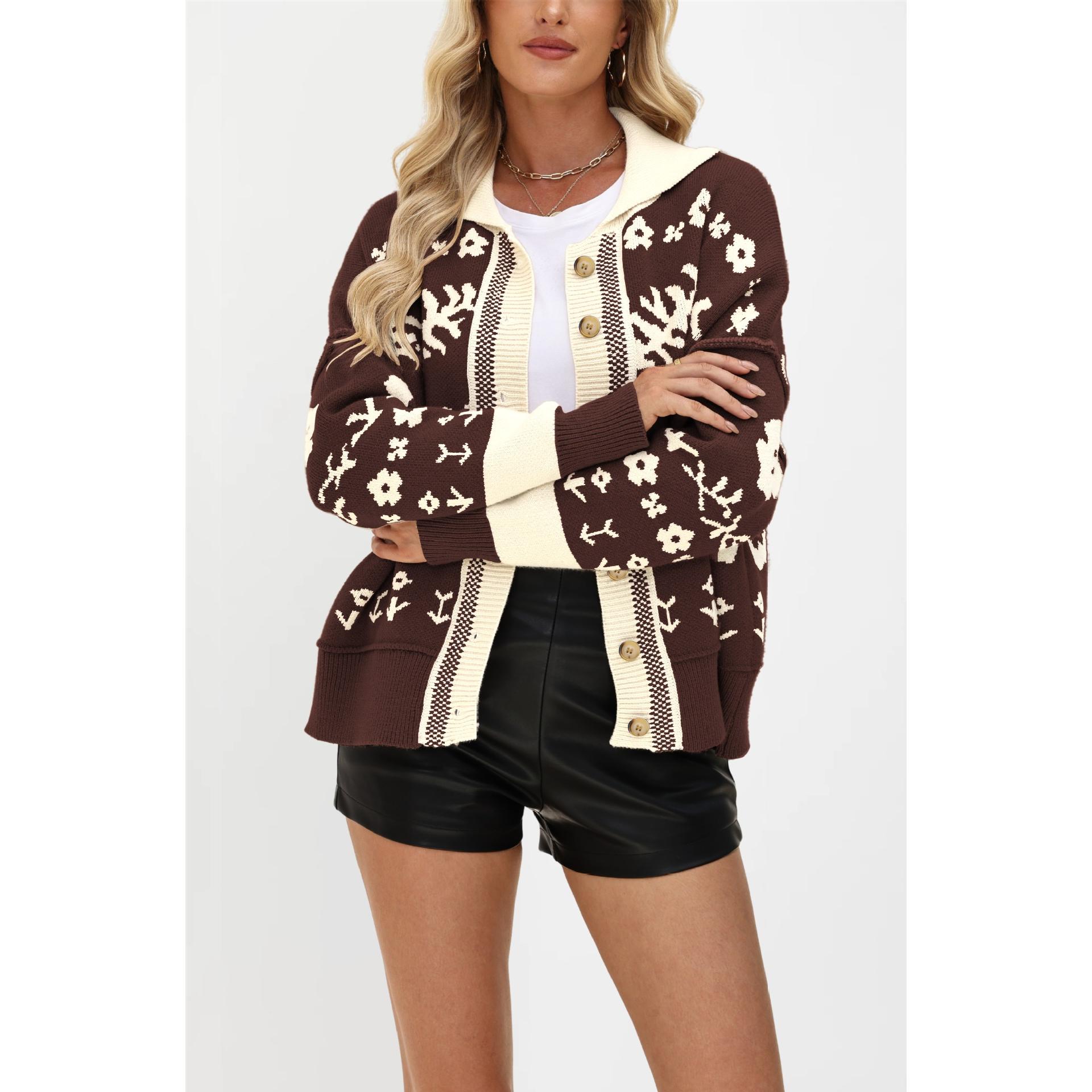 TK Suéter de cuello cuadrado con botones para mujer, cárdigan holgado, abrigo de punto para otoño e invierno.