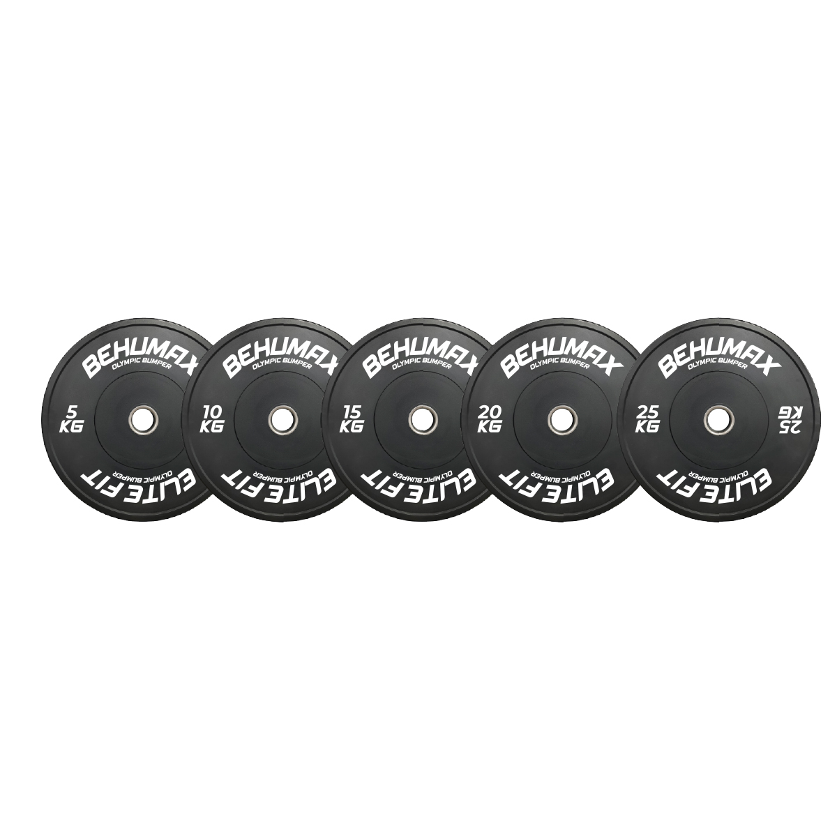 BEHUMAX - Disco Olímpico Bumper Classic de caucho alta densidad 45cm agujero 51mm para halterofilia Cross Training powerlifting