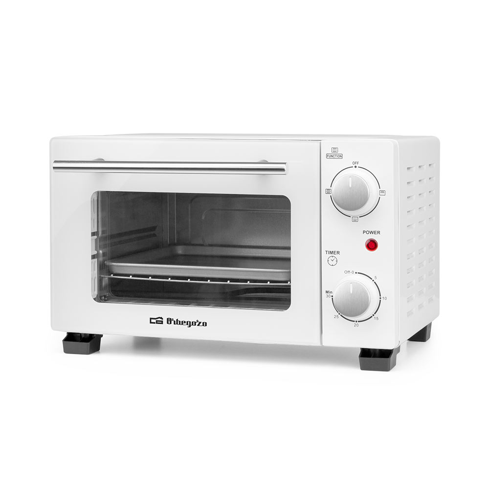 Orbegozo HO 975 Horno Eléctrico 10 Litros 800W – Doble Cristal Templado, Selector de Calor, Temporizador 30 Min, Incluye Bandeja y Rejilla