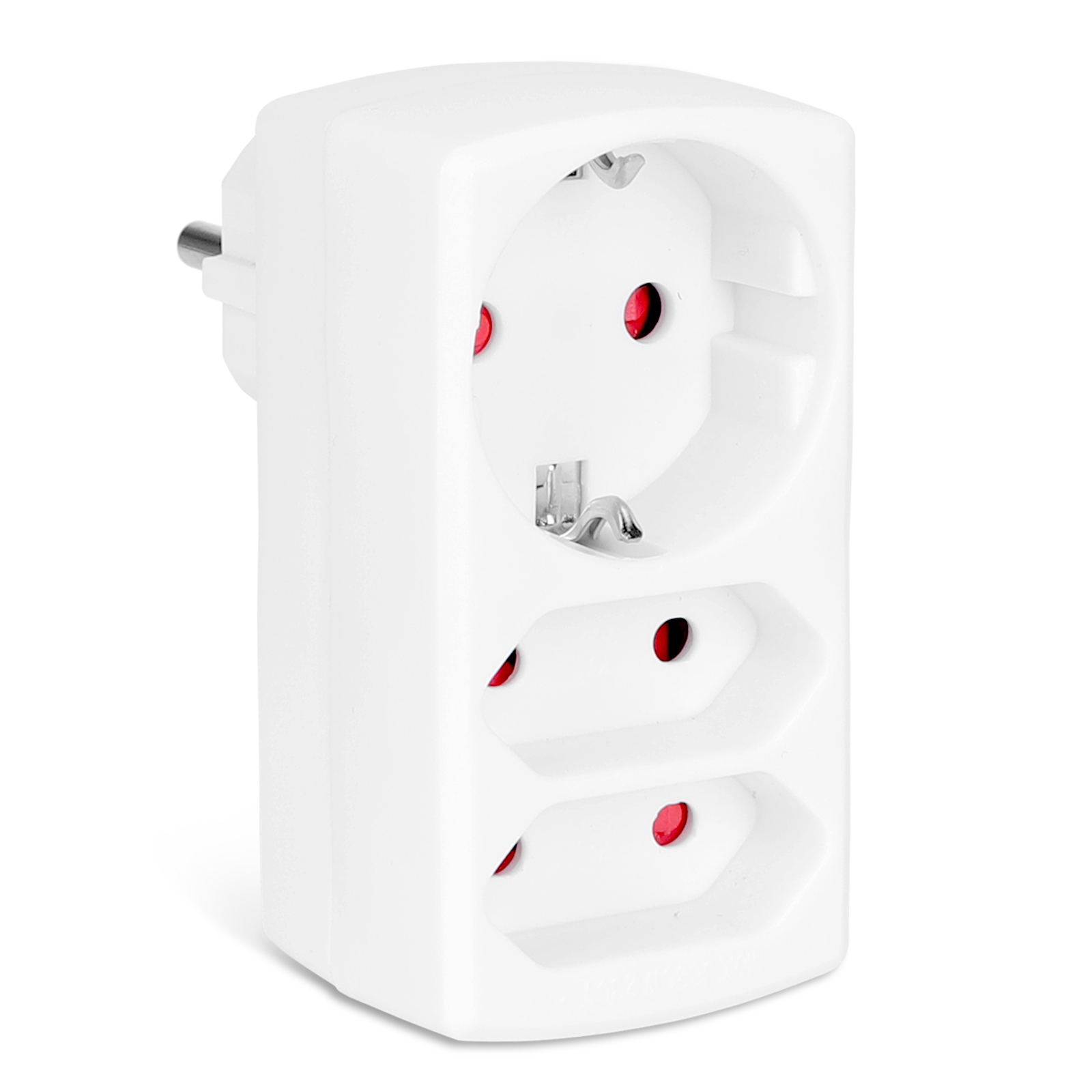 Aigostar Adaptador Enchufes Europeos con 3 Tomas.Ladron Enchufes con Protección Infantil,1 Schuko,2 Clavija EU