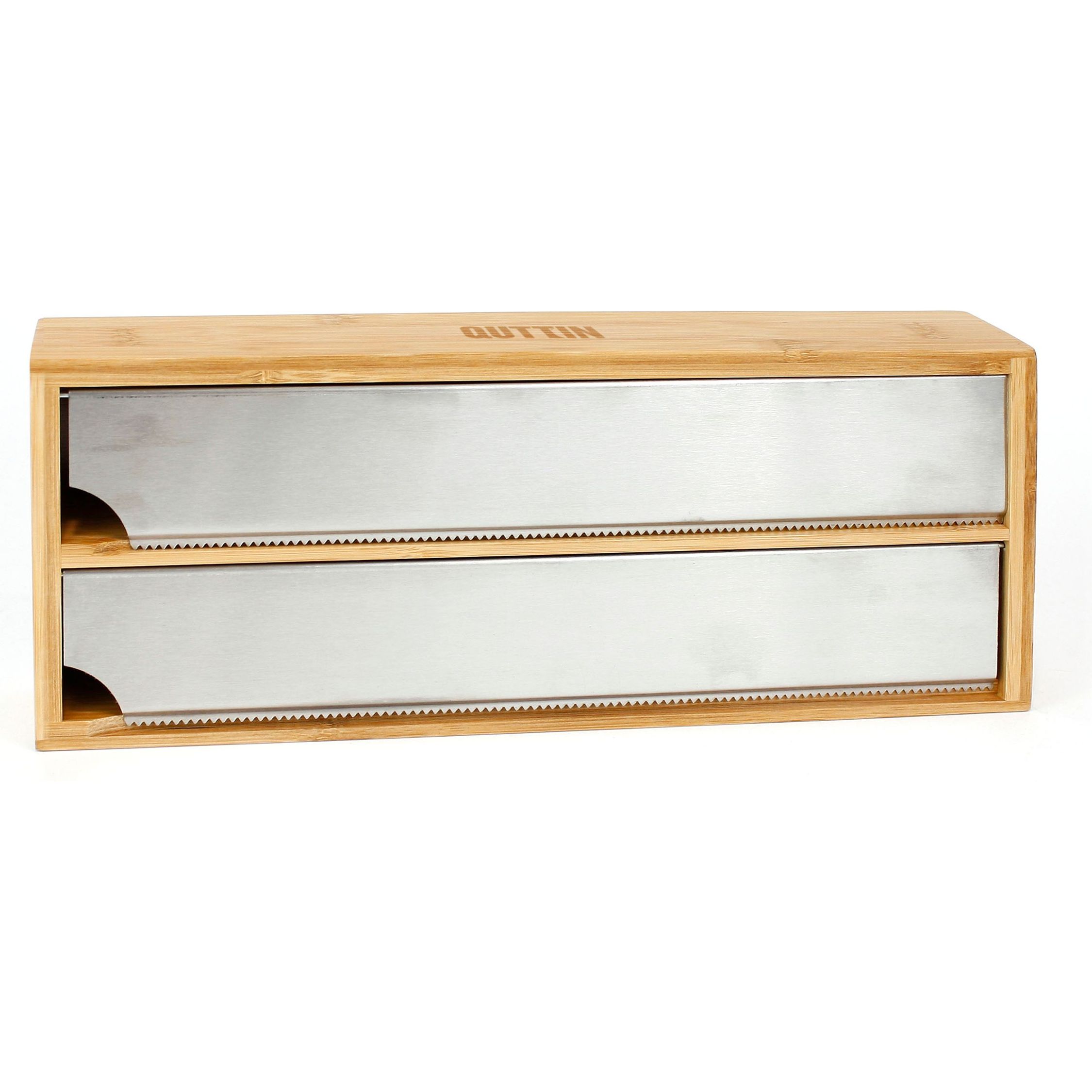 QUTTIN - Dispensador Bambú y Aluminio 33.5x13cm - Ecológico y Estético, Funcional y Duradero, Versátil y Práctico, Moderno y Atractivo | Amystyle