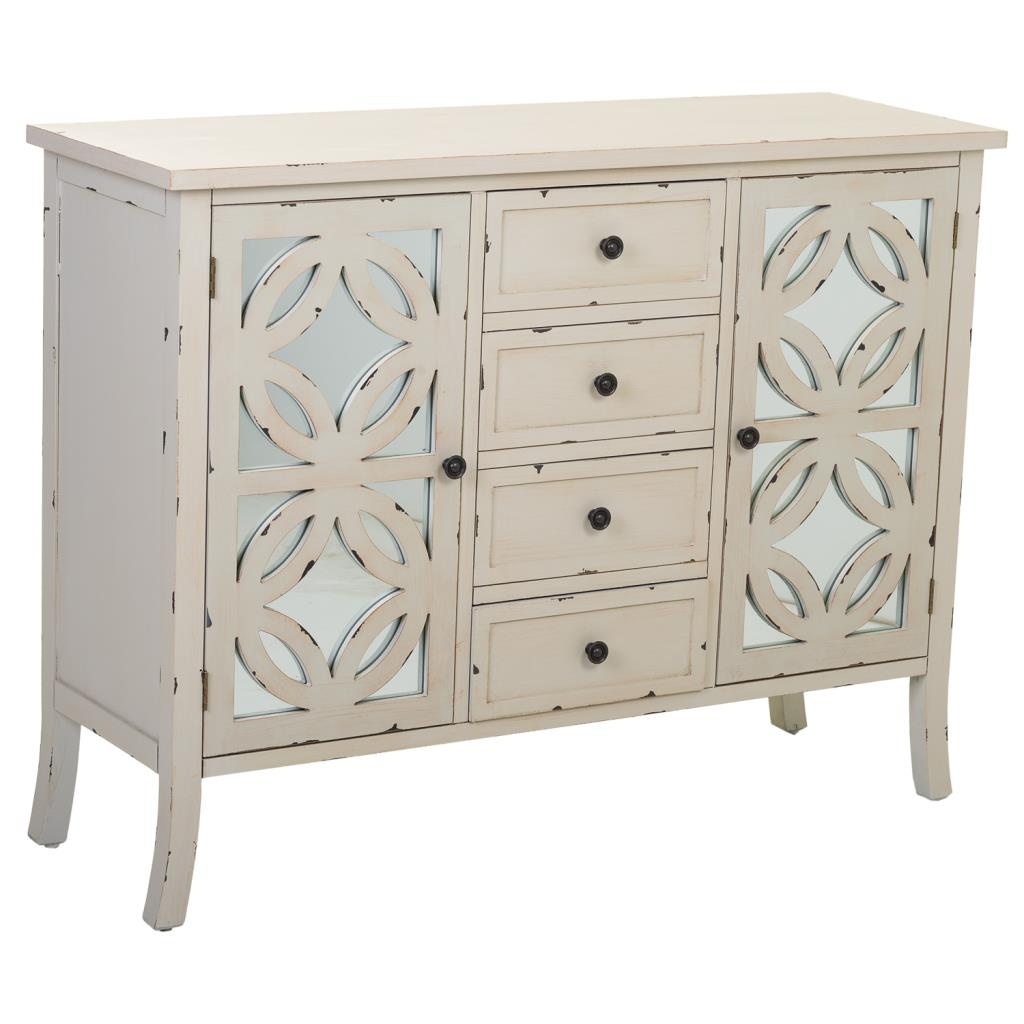 Wonderlust Deco - Aparador de madera con cristal blanco 110x37x84 Gris 110x37x84h cm