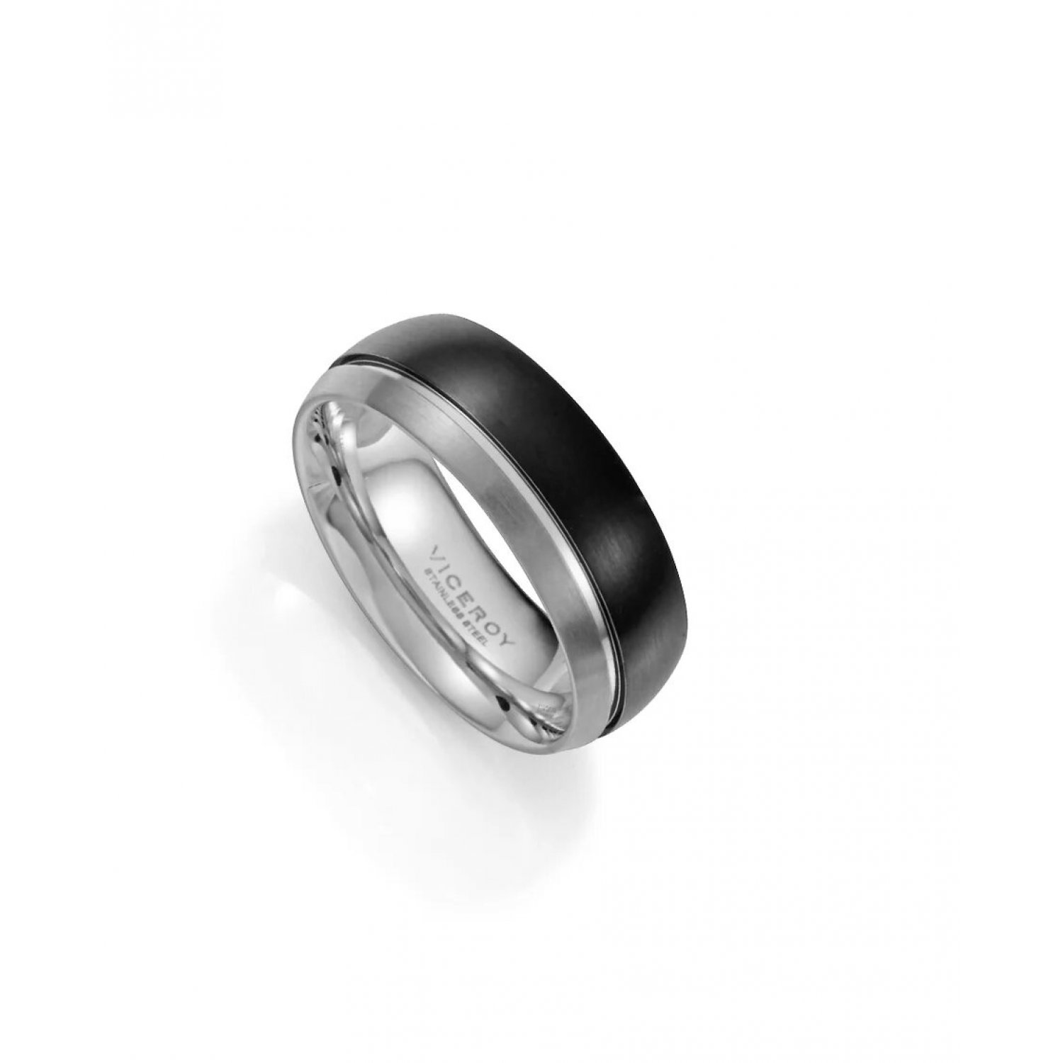 Viceroy Anillo de hombre de acero combinado Ip negro y gris mate