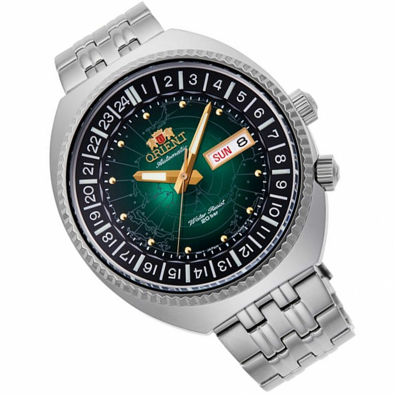 Reloj Orient Revival Automático Hombre, Esfera Verde, Correa Acero, 200m Resistencia Al Agua