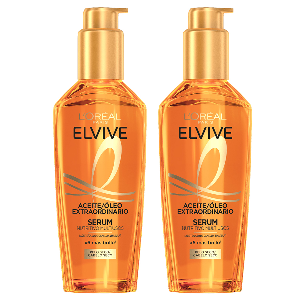 L'Oréal Paris | Elvive Aceite Extraordinario Serum Nutritivo Multiusos con Aceite de Camellia y Marula Para Pelo Muy Seco 2x100ml